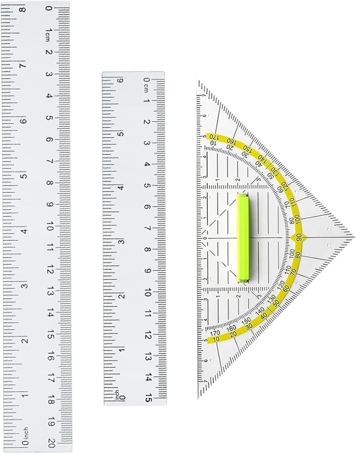 Detalle de ROMINVIC Geodreieck und Lineal – robustes Geodreieck mit Griff, 15/20 cm Kabellineal, klare Skalen