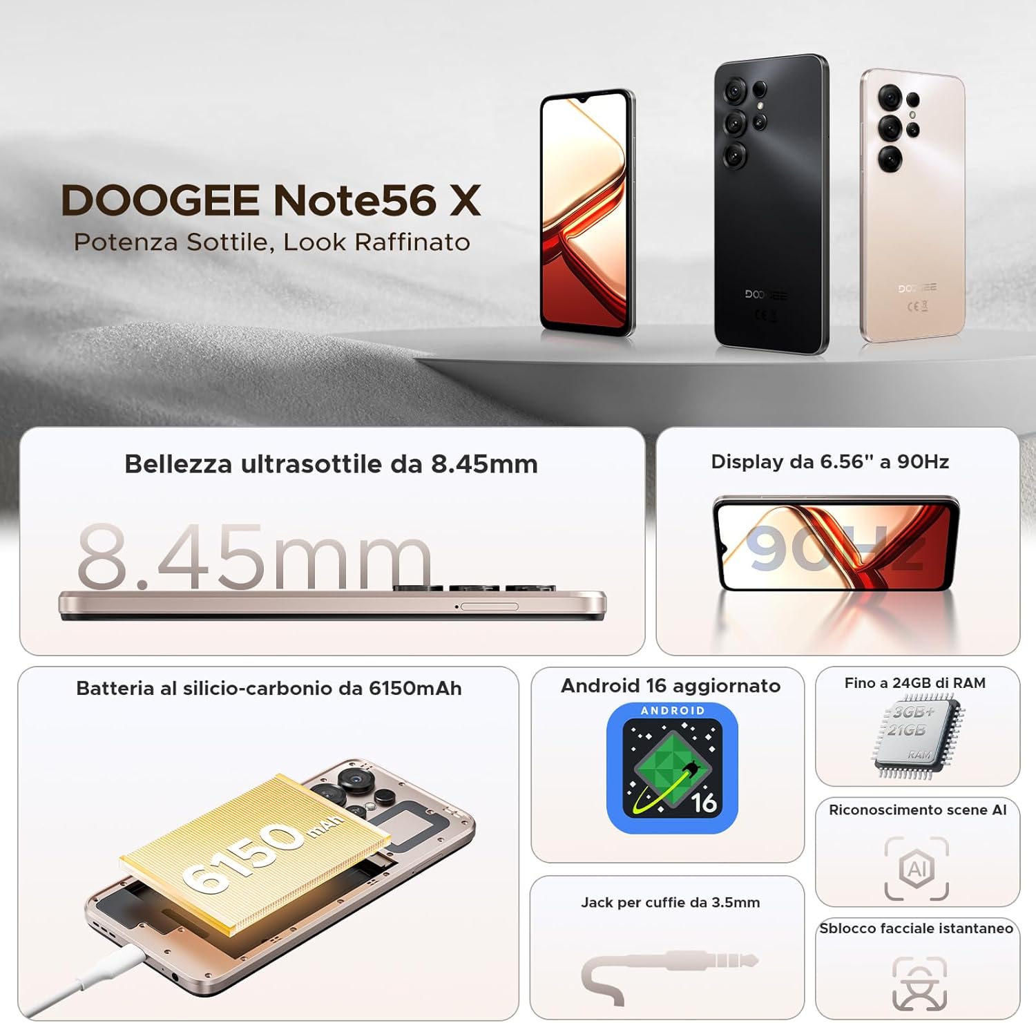 Detalle 2 de DOOGEE Note 56X smartphone 24GB + 64GB, 6150 mAh