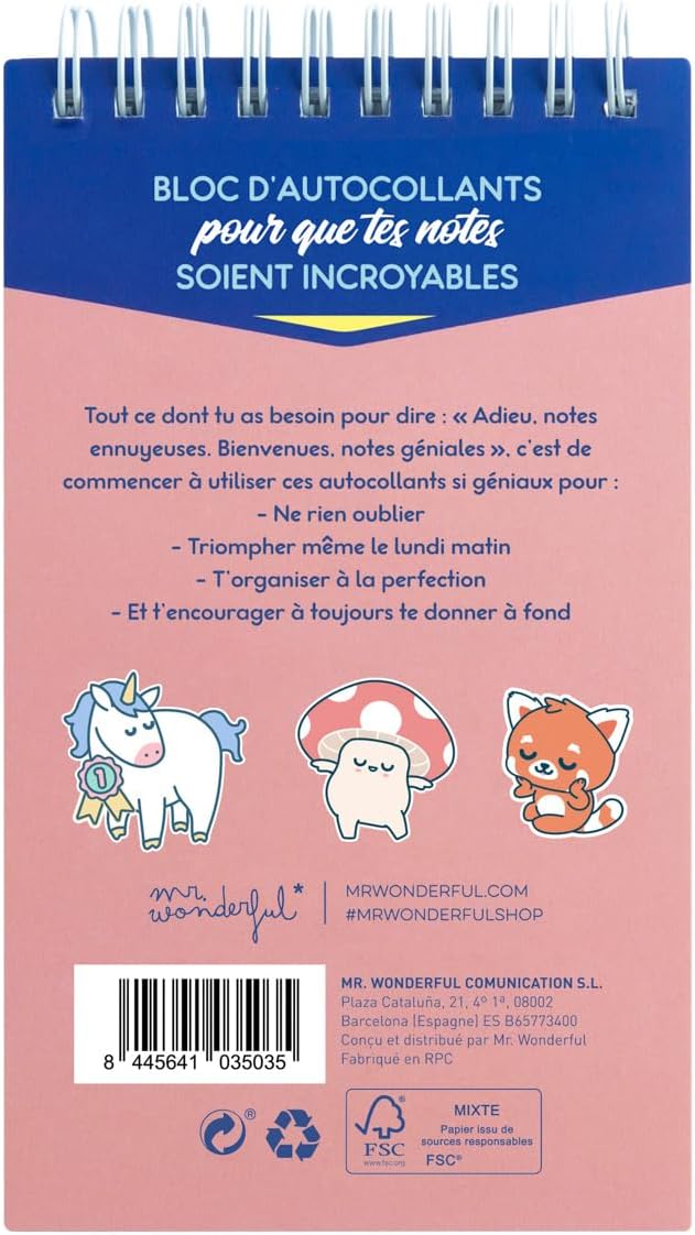 Thumbnail 1 de Mr. Wonderful - Bloc d'autocollants spiralé pour notes incroyables