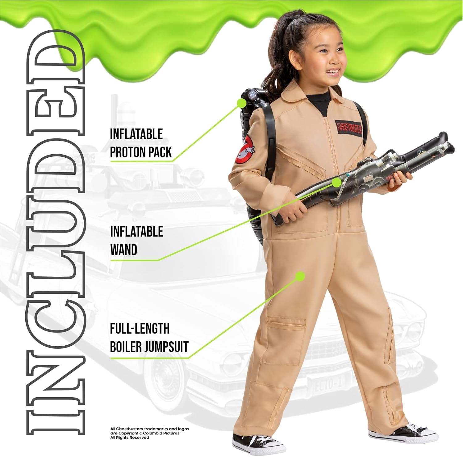 Detalle 2 de Disguise Ghostbusters Kids Costume, Classic Jumpsuit with Proton Pack, Small (4–6)