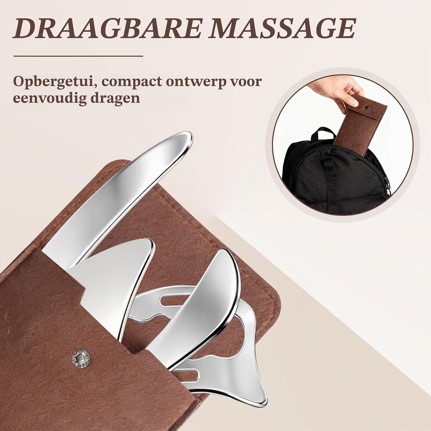Detalle de INQUIRLLY ST-07478 4-in-1 gua sha massagetool van roestvrij staal
