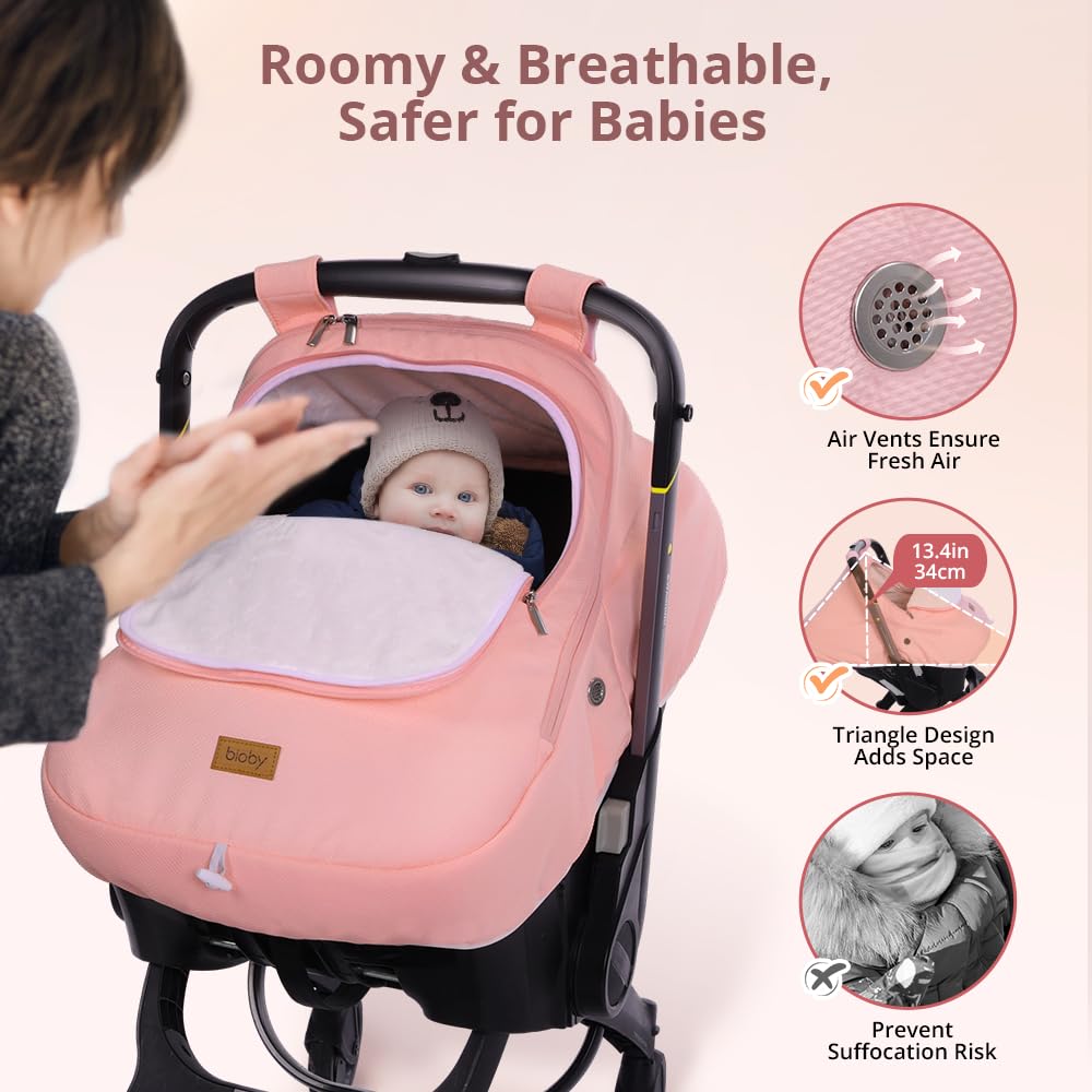 Thumbnail 1 de Bioby Winter Baby Car Seat Cover, Pink, Waterproof with Fleece Lining