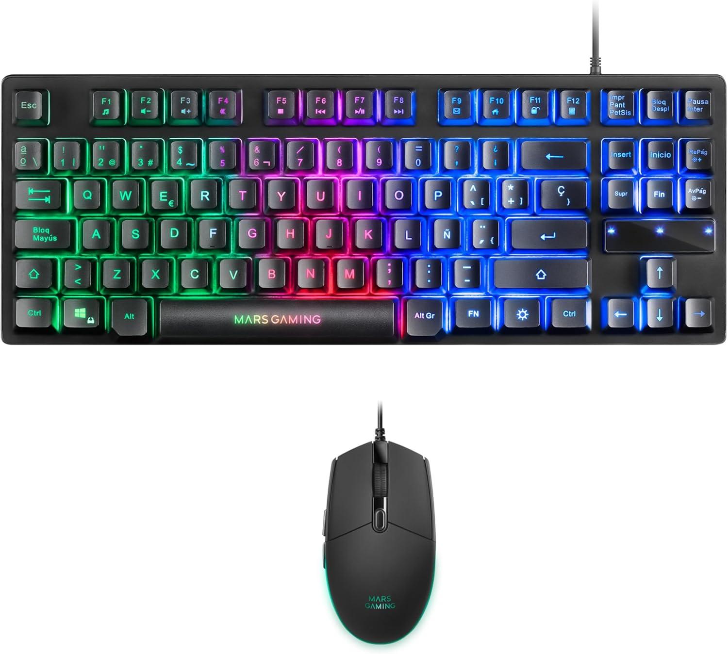 Detalle de Mars Gaming MCPTKLES: Combo Tastiera & Mouse RGB, 3200 DPI, Design TKL, Compatibile Multiplatform