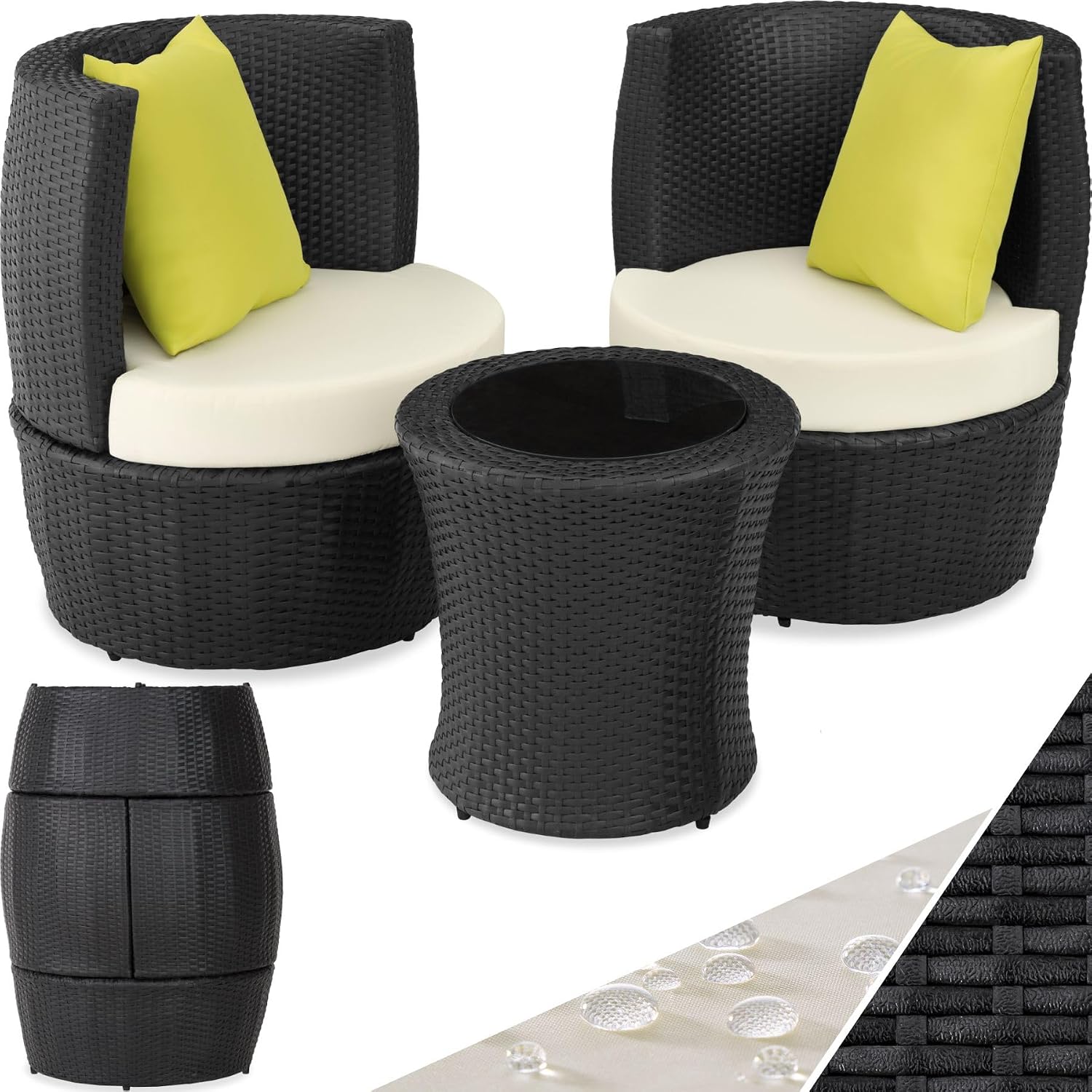 Detalle de tectake 403139-SE loungeset för två i konstrotting med aluminiumstomme och dynor