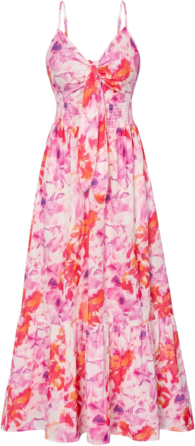 Detalle de GRACE KARIN Womens Summer Floral Maxi Dress: Boho-Chic Beachwear with Pocket