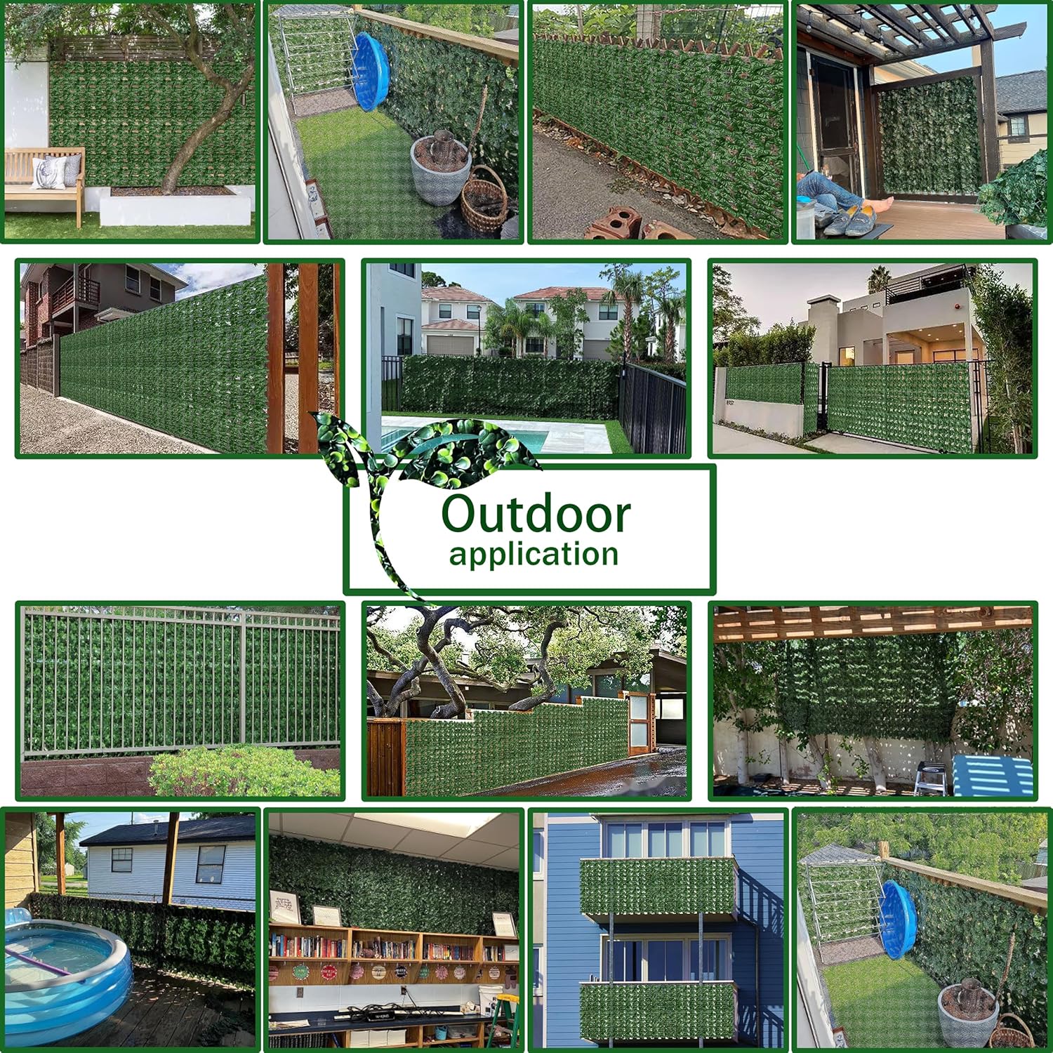 Thumbnail 4 de ODTORY 6ft x 50ft Artificial Fence Privacy Screen with UV-Proof Faux Ivy, 228 Panels