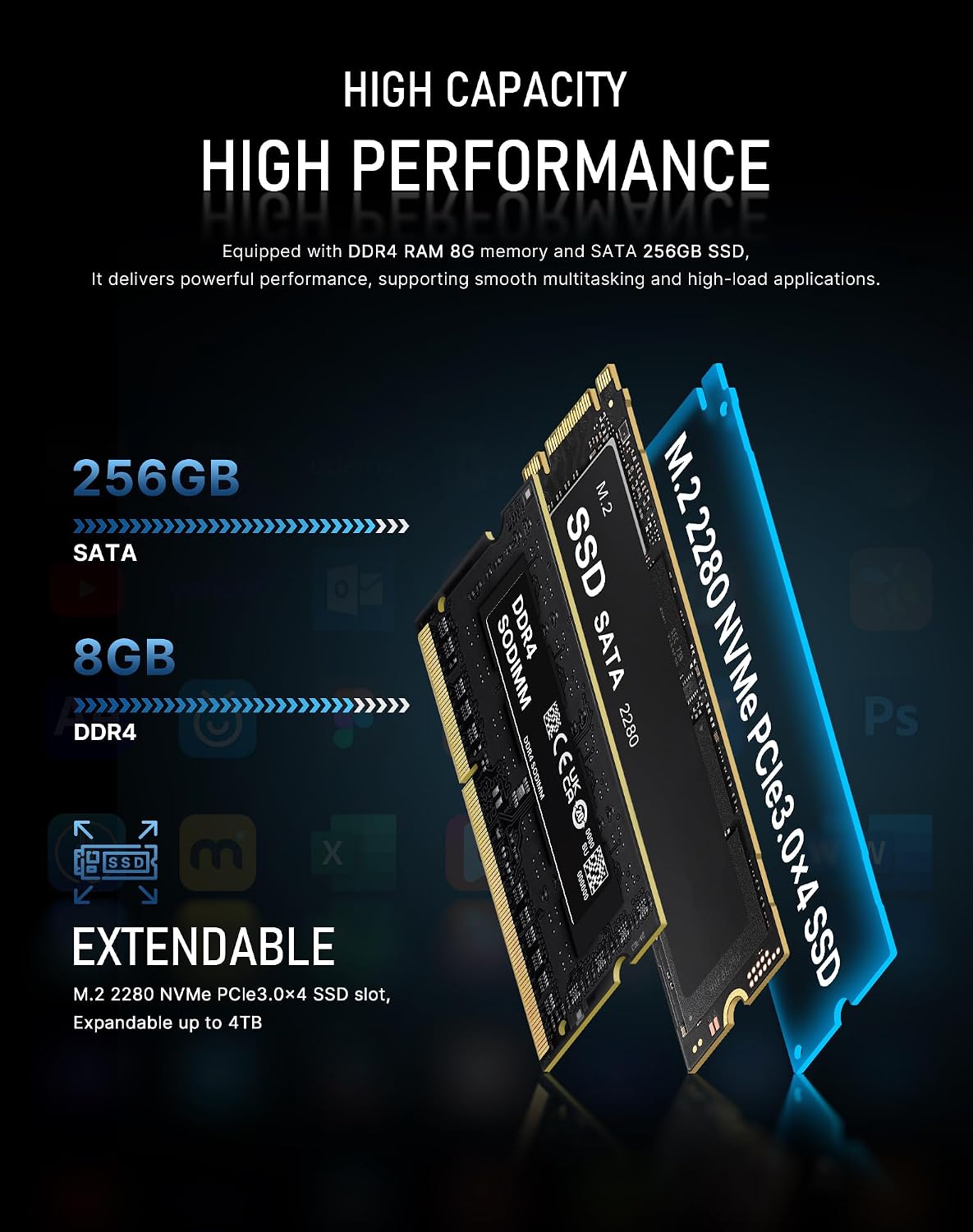 Detalle de BOSGAME E5 Plus Mini PC with Ryzen 5400U, Triple 4K Displays and Dual 2.5G LAN