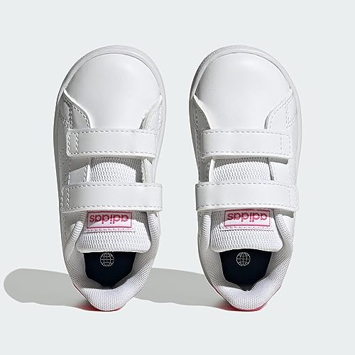 Detalle de adidas Advantage Lifestyle Court Two Hook-And-Loop Shoes para bebé (Cloud White/Real Pink/Core Black), 22 EU