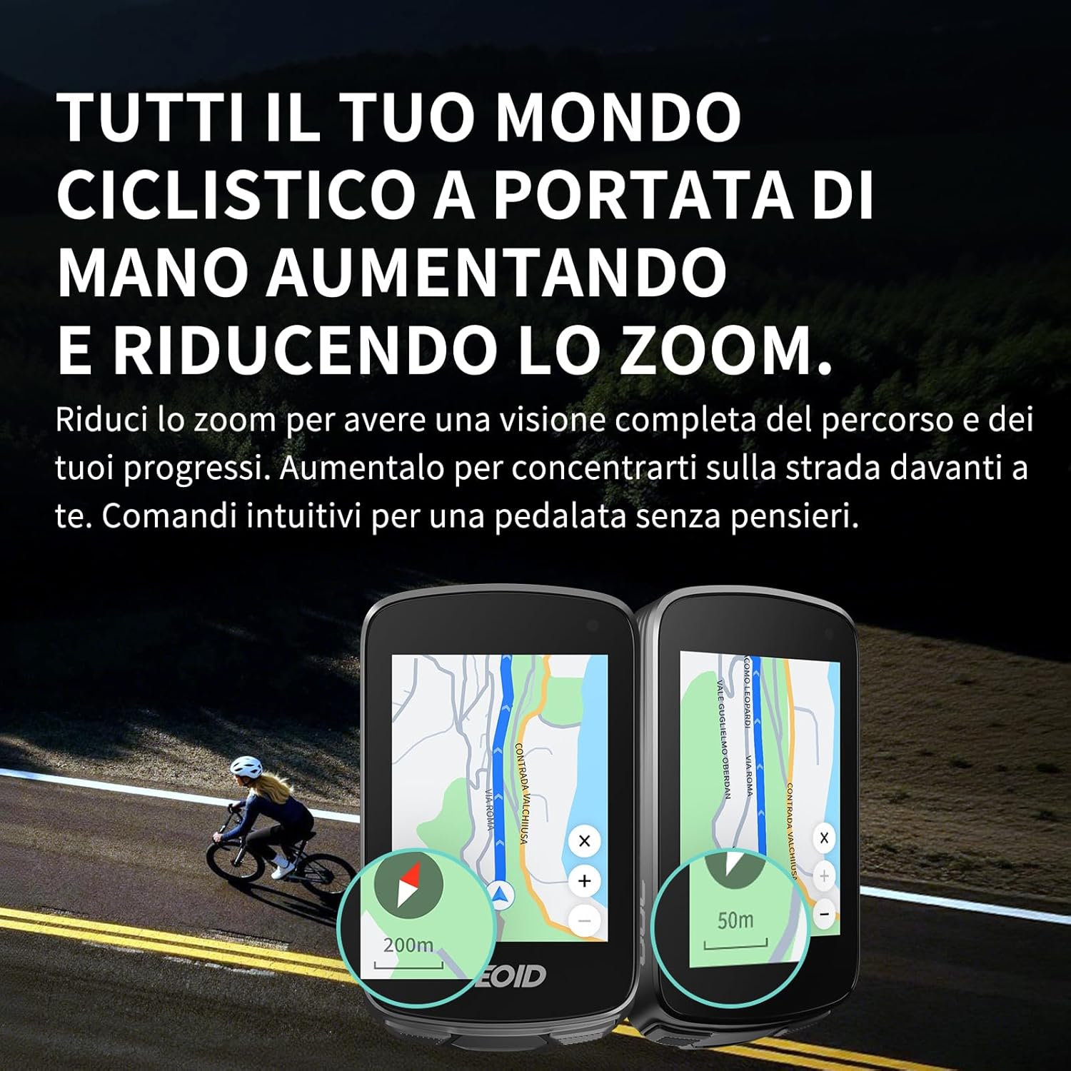 Detalle de GEOID CC700 Pro: GPS Ciclocomputer Touchscreen 2,8" con Mappe Complete e Impermeabile IPX7