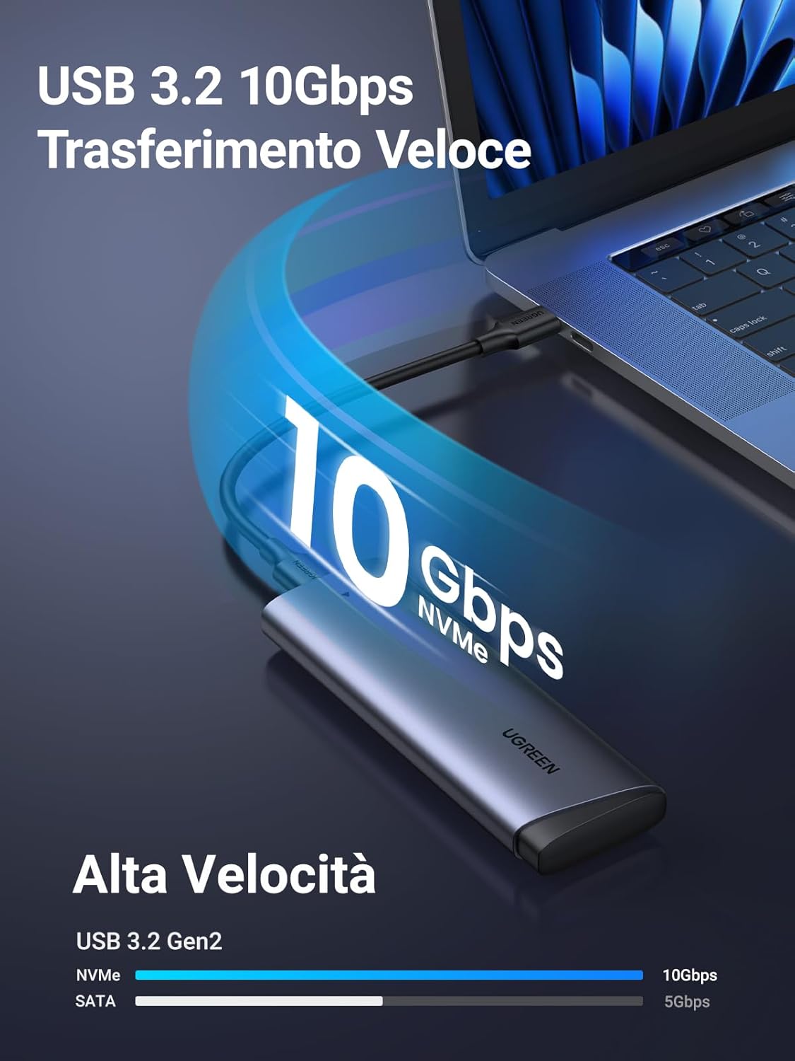 Detalle de UGREEN Case SSD esterno M.2 NVMe