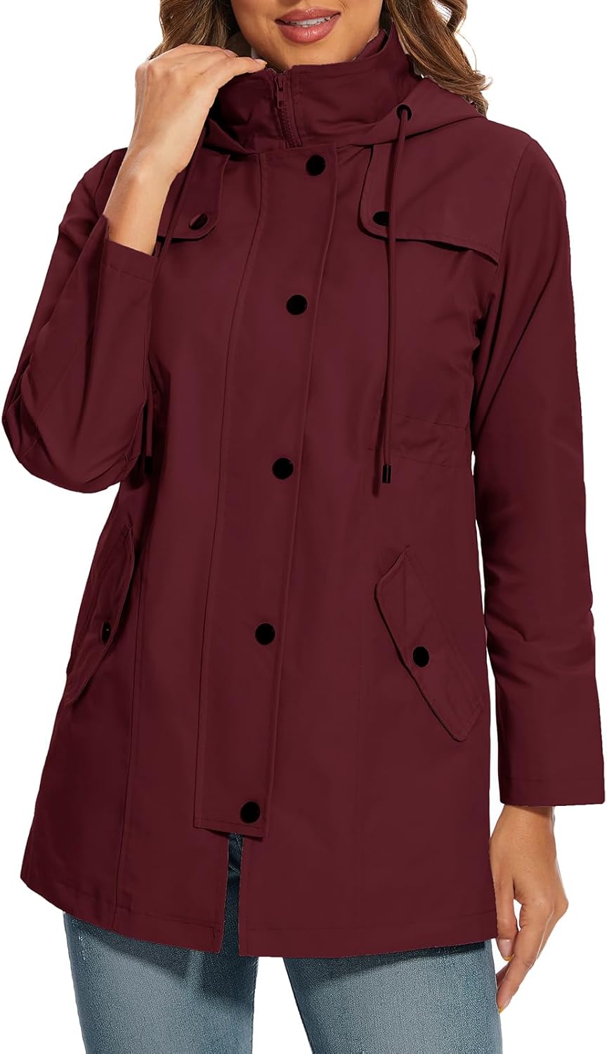 Thumbnail 1 de UMIPUBO Women's Waterproof Long Raincoat with Hood – Breathable Windbreaker for Outdoor Adventures