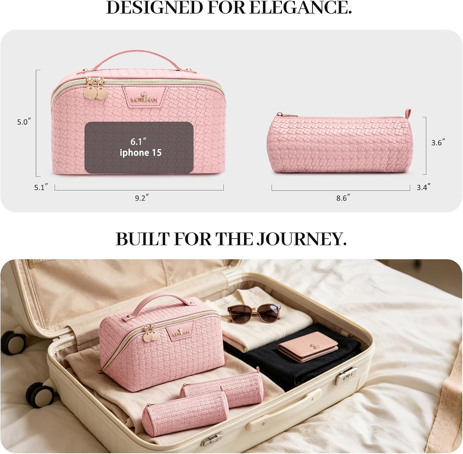 Thumbnail 6 de MOT HINN Makeup Travel Bag Set, Pink