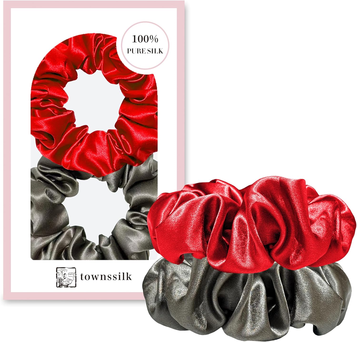Detalle de Townssilk elastici per capelli in 100% seta di gelso 22 momme (confezione da 3) – blu pavone