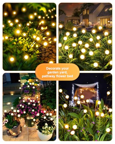 Thumbnail 6 de AdalyRoma 4 Piezas Luces Solares de Luciérnaga con 8 LED — Iluminación Exterior IP65, Blanco Cálido