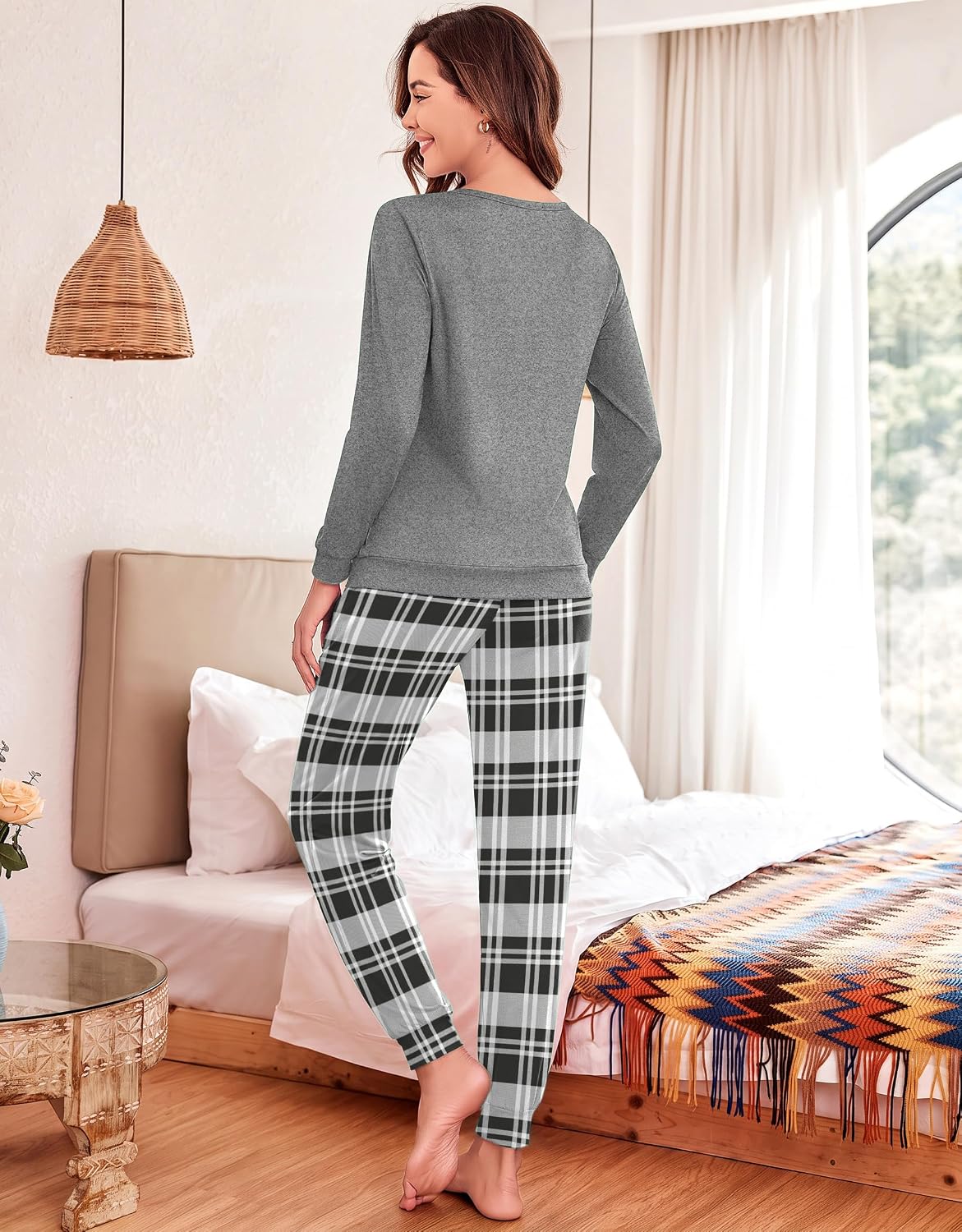 Thumbnail 2 de Ekouaer Women's Long-Sleeve Print Pajama Set with Jogger Pants and Pockets