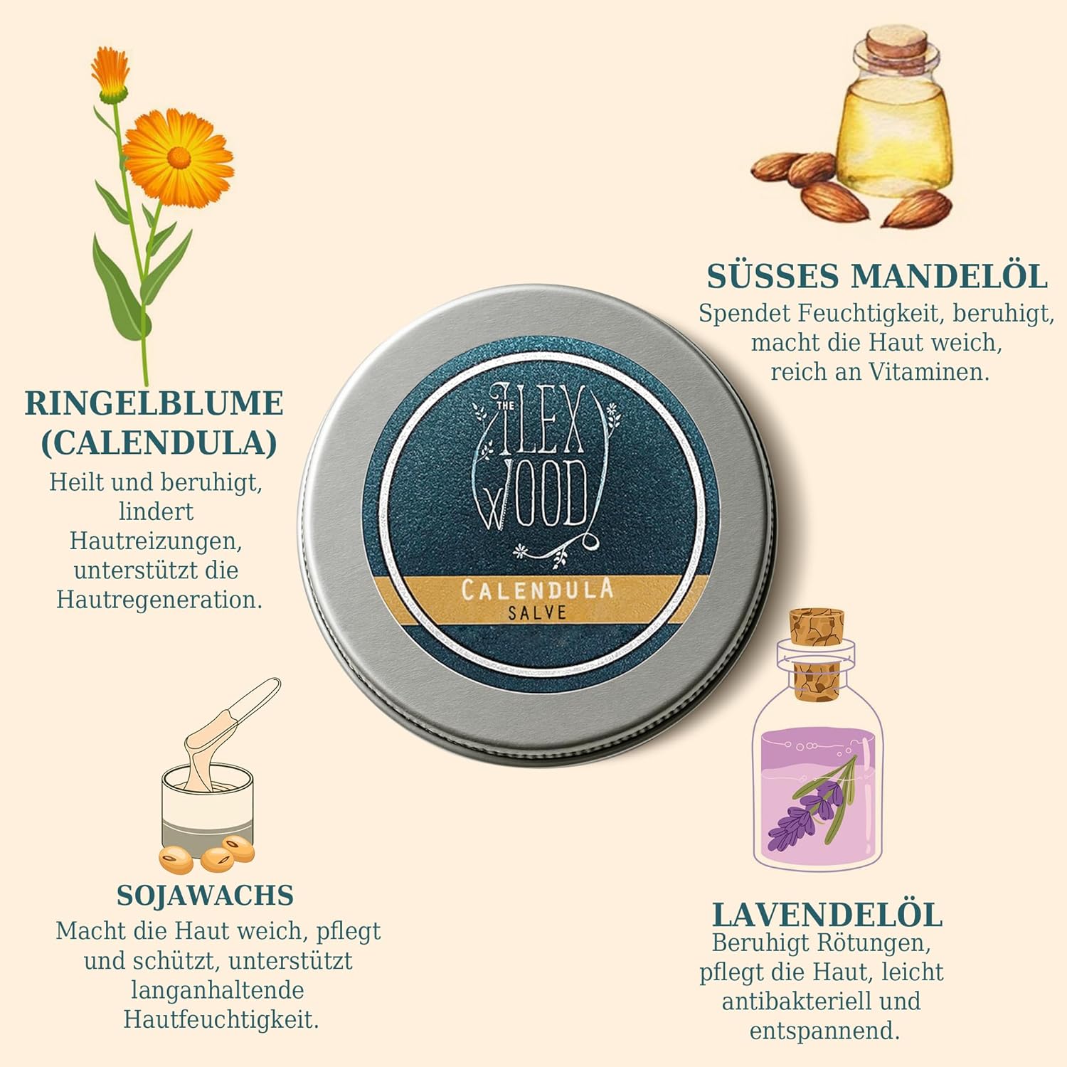Thumbnail 2 de The Ilex Wood vegane Ringelblumensalbe (Ringelblume) 100 ml – beruhigend & lindernd