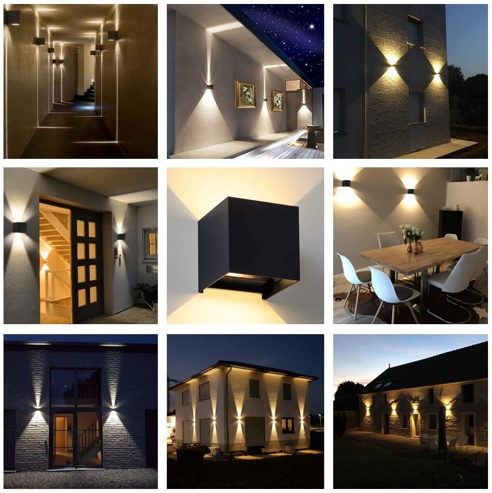 Detalle 1 de CANMEIJIA Aplique Pared Exterior 12W IP65 🌟 Luz Cálida 3000K