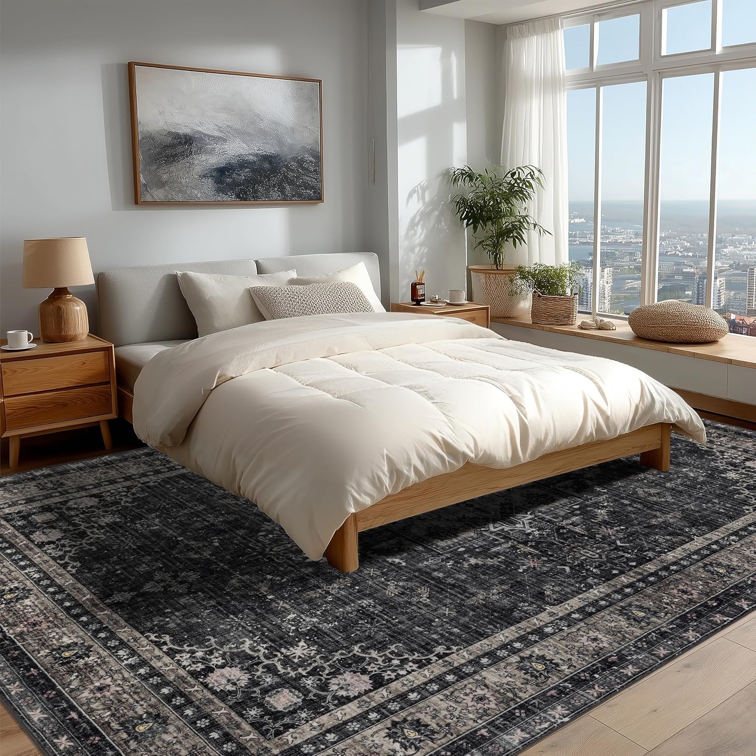 Thumbnail 5 de Ruaruarug 8x10 Area Rug — Black & Gray, Ultra-Soft, Non-Slip & Washable