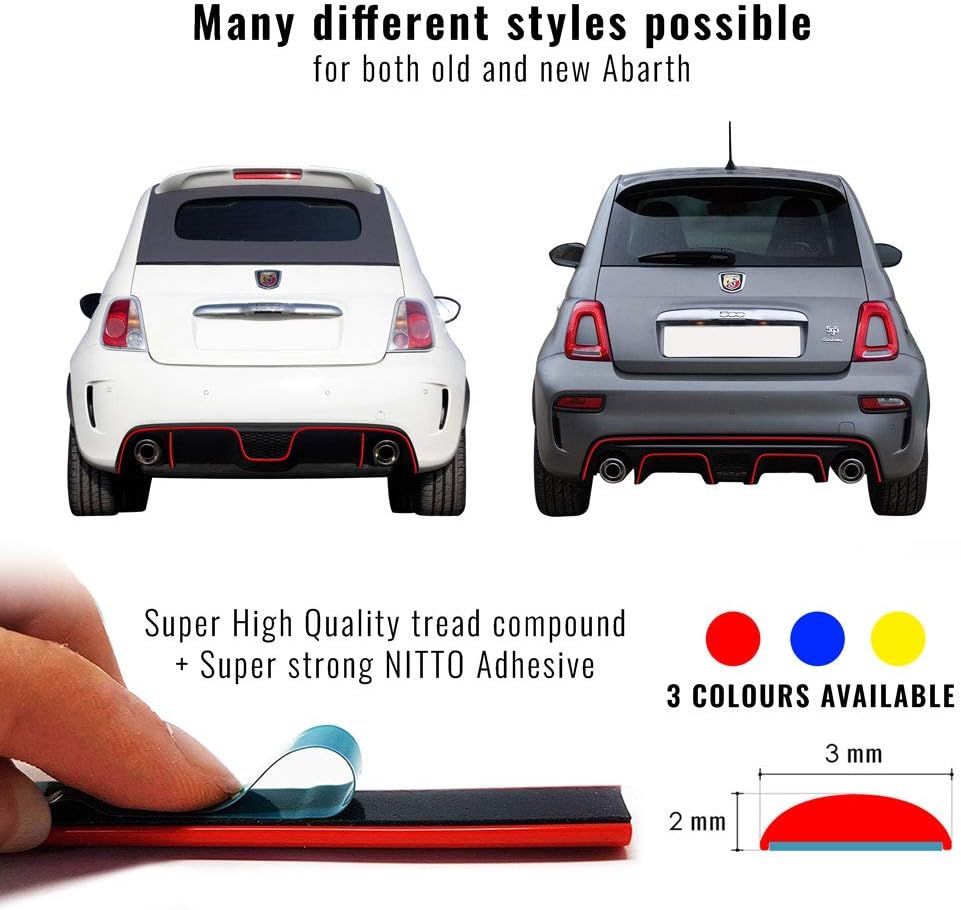 Detalle 2 de Profilo Adesivo per Paraurti Posteriore Fiat 500 Abarth - Rosso di 4R Quattroerre.it