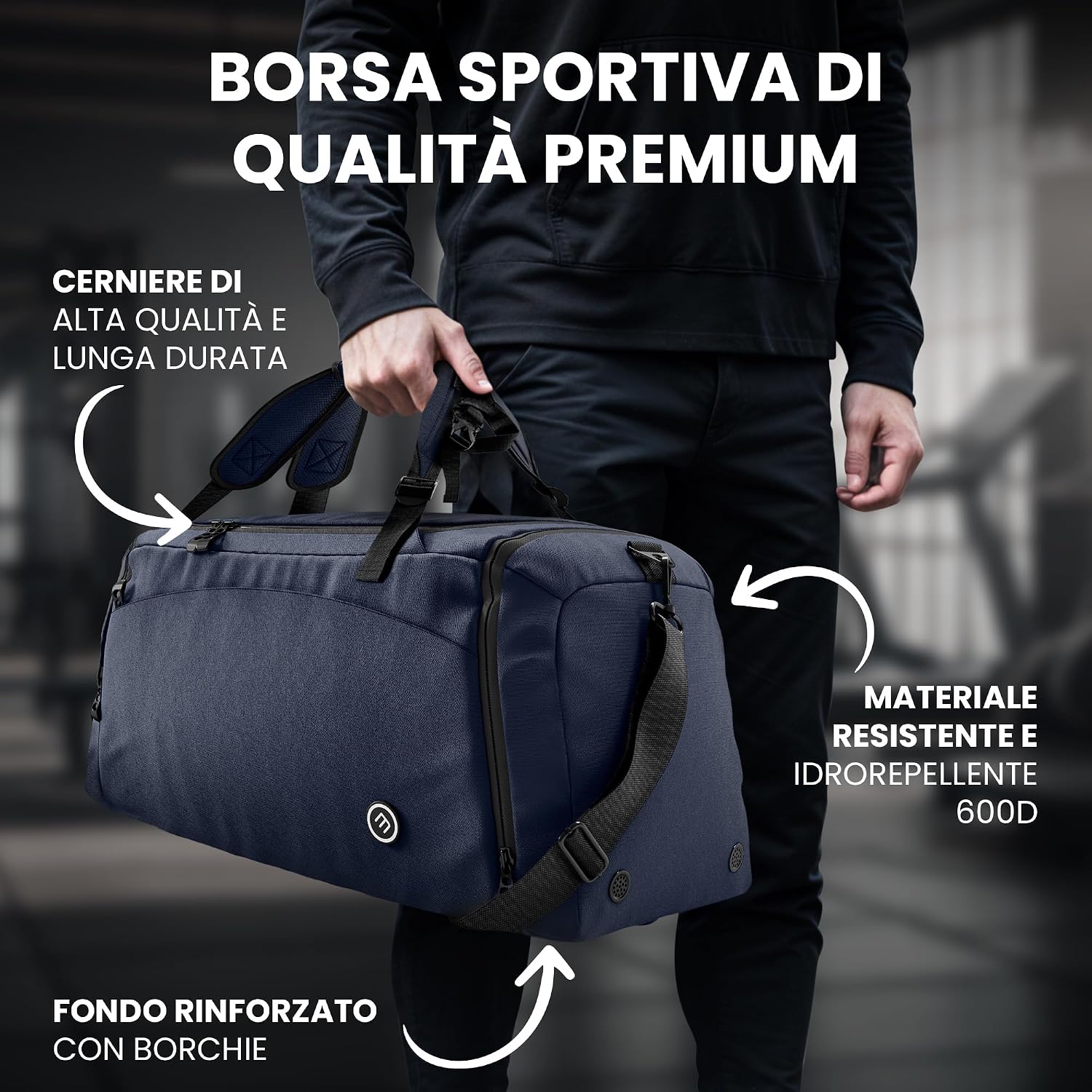 Thumbnail 4 de bemaxx Borsone Palestra Uomo Donna 60L/40L con funzione zaino e comparti: scarpe, bagnato e molto altro
