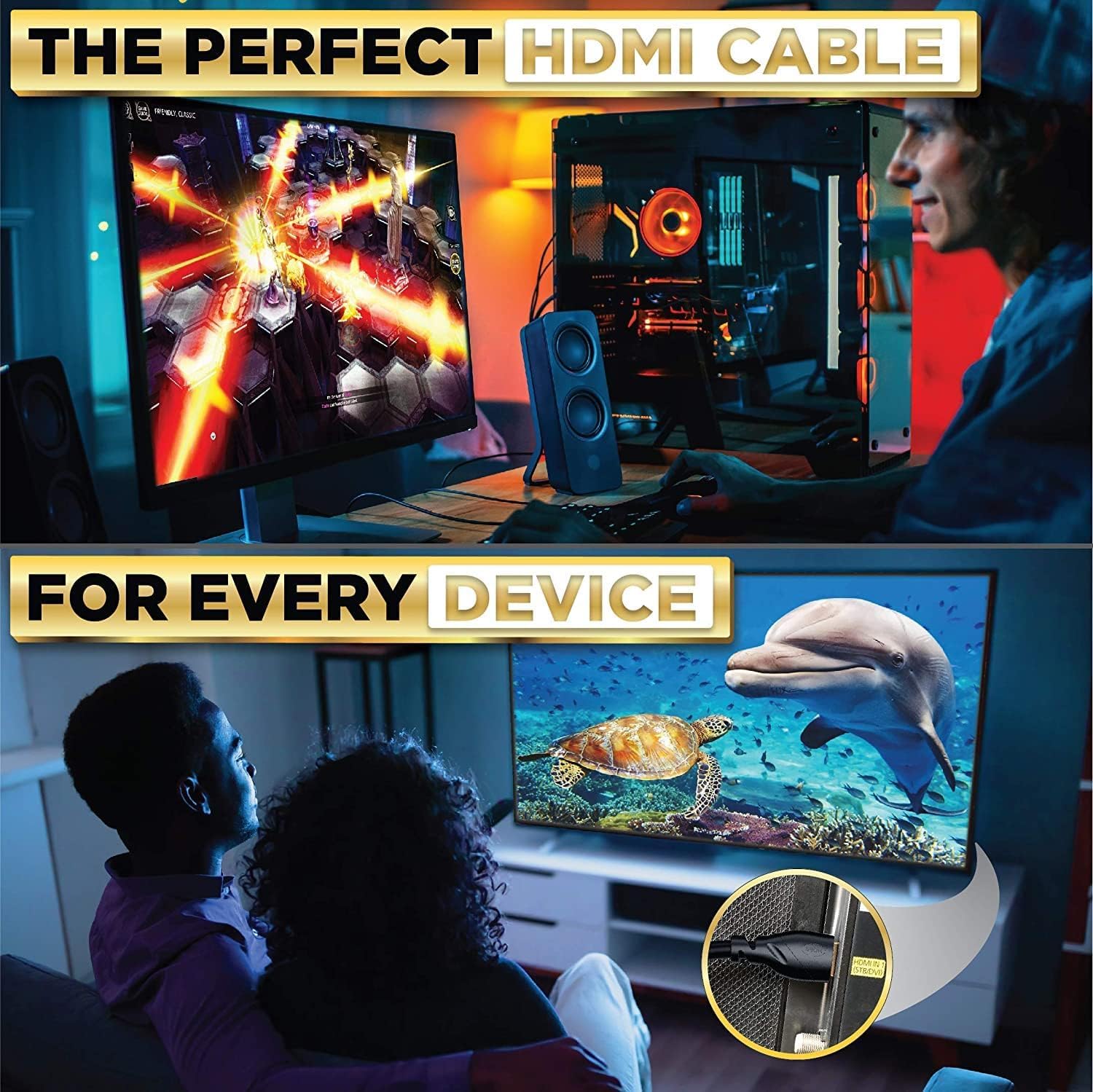 Thumbnail 6 de PowerBear Cavo HDMI 4K 15 m: alta velocità, nylon intrecciato e connettori dorati