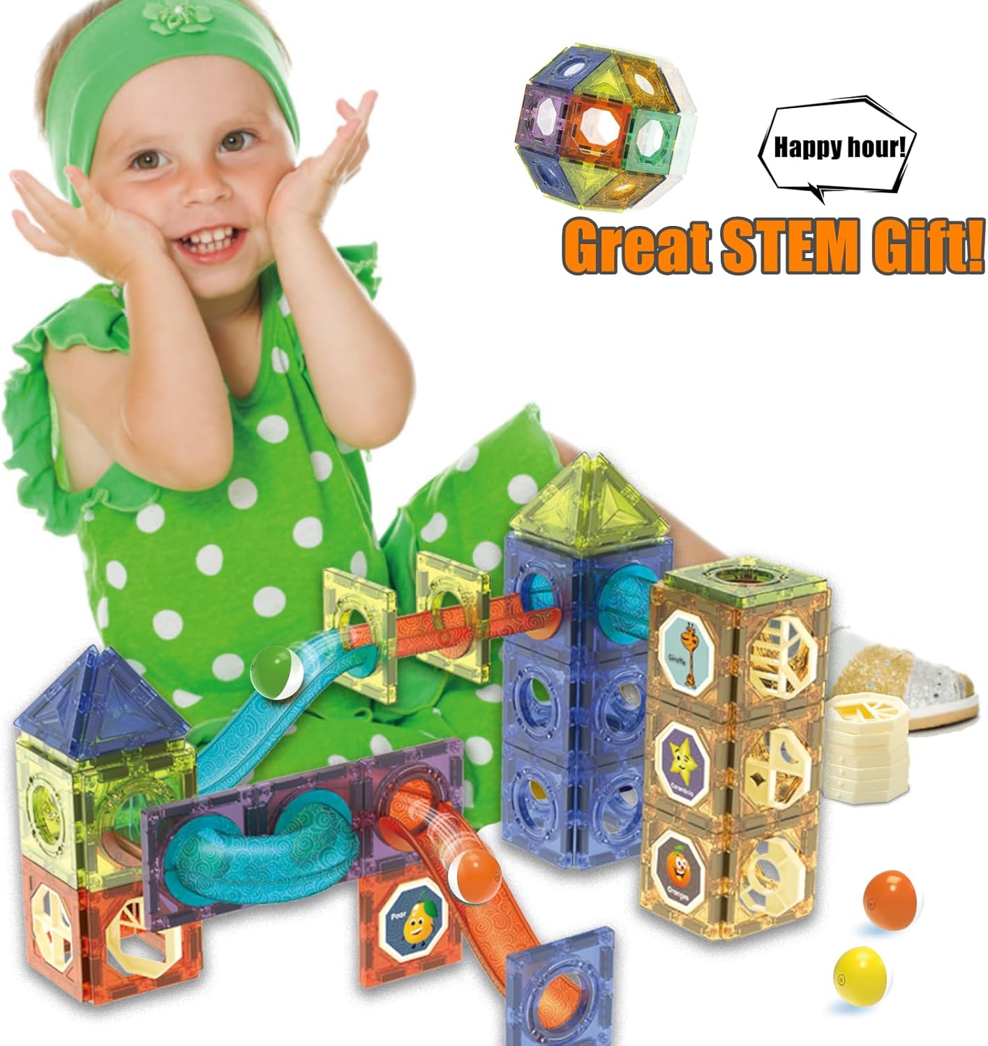 Thumbnail 5 de BINZKBB Magnetic Tiles with LED Lights 144 pcs