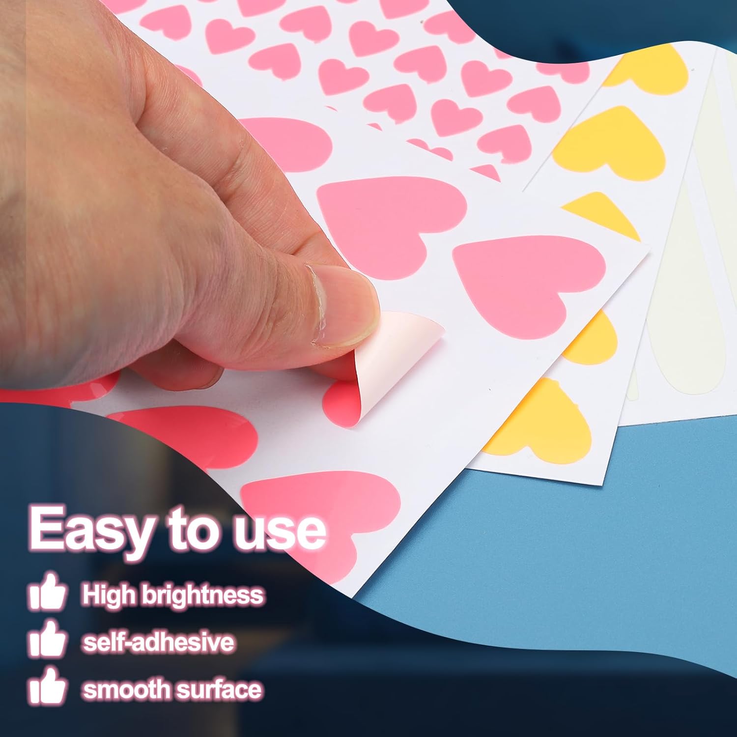 Detalle de PATIKIL 84 Pcs Glow in the Dark Heart Stickers – Blue PET wall and ceiling decals