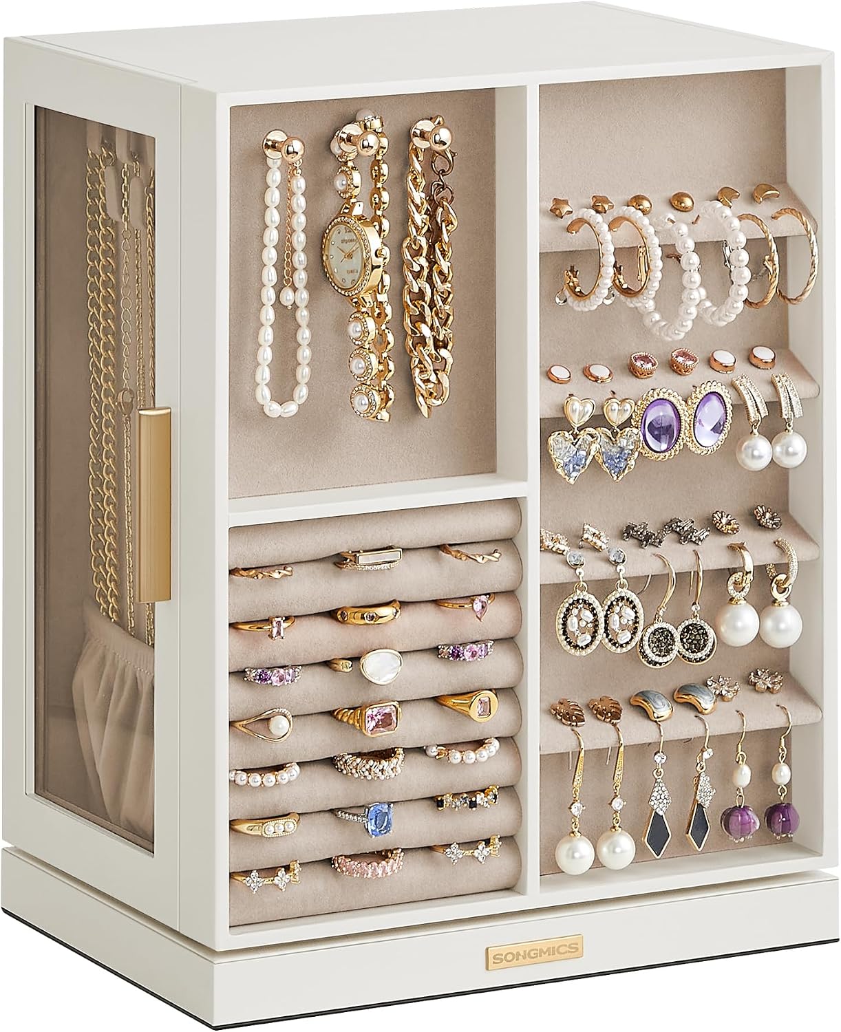 Detalle de SONGMICS JBC170W01 360° rotating jewellery box