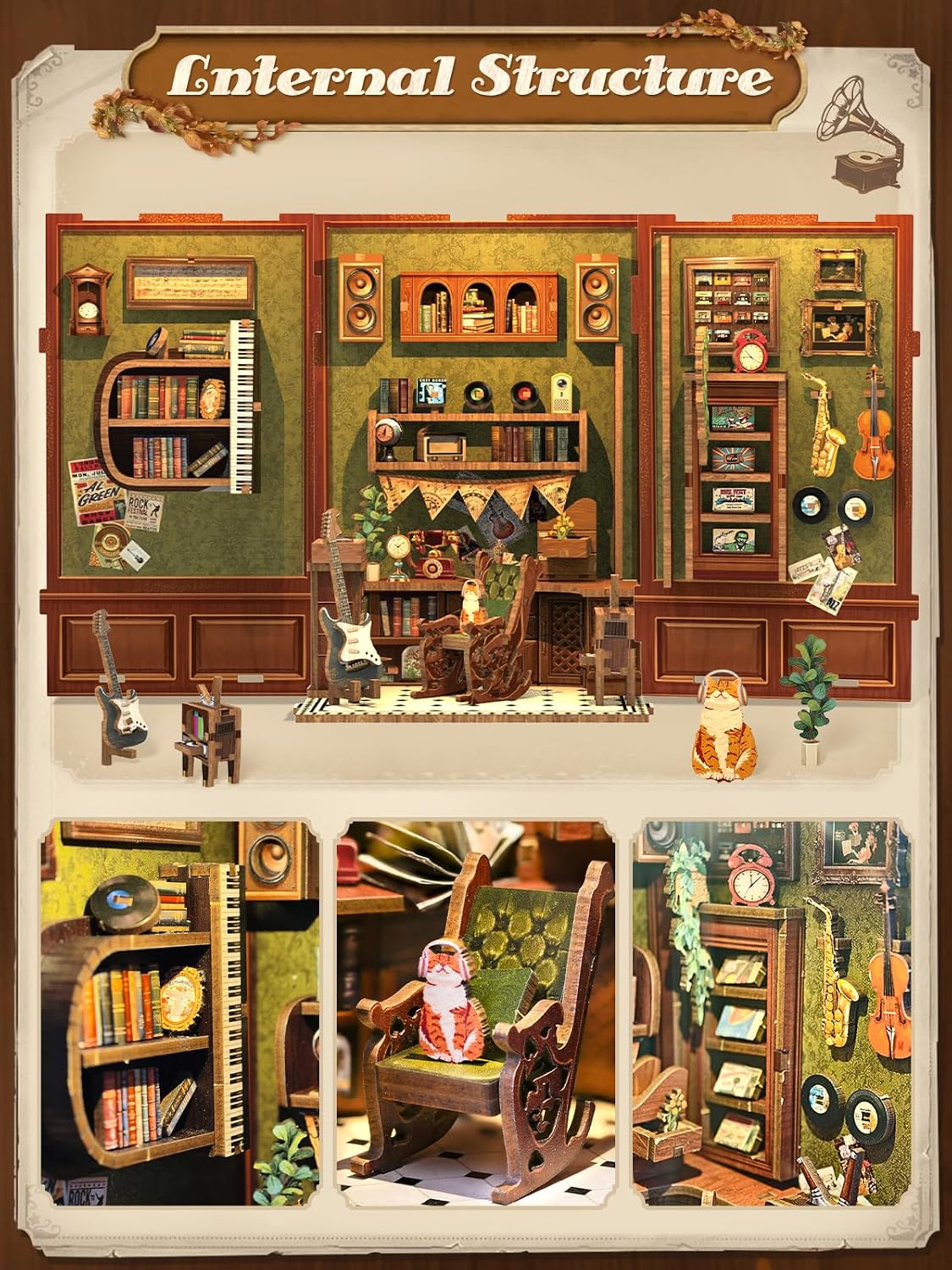 Thumbnail 6 de Cutefun DIY Book Nook Model Kit con luci LED e inserto scenico per libreria