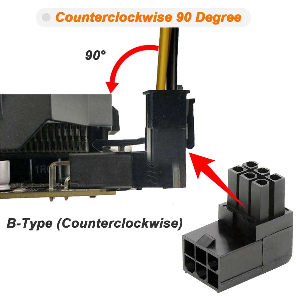 Detalle de Xiatiaosann 6Pin ATX 90 Degree GPU Power Adapter (2 Pack, Up-Angle)