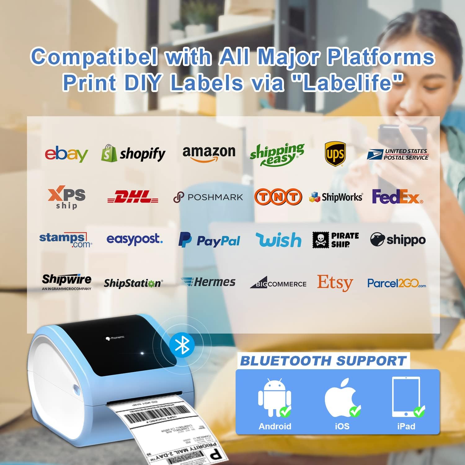 Thumbnail 6 de Phomemo shipping label printer D520-BT