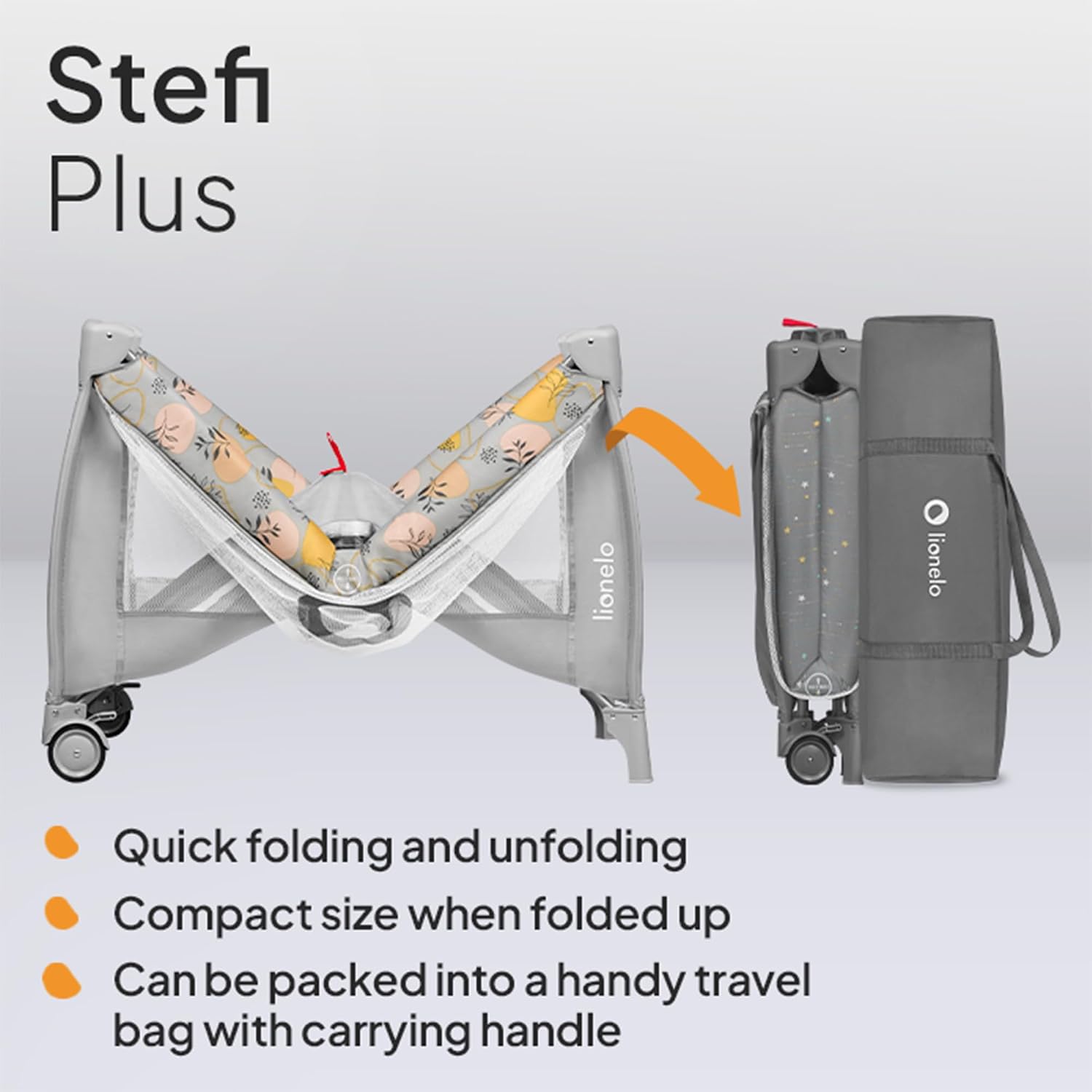 Thumbnail 6 de Lionelo STEFI Plus Travel Cot: Portable Nursery Safe for 0–36kg with 2-Level Mattress
