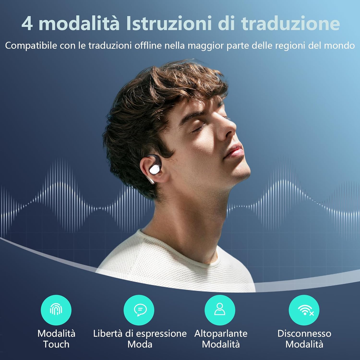 Thumbnail 5 de AI Cuffie Traduzione Simultanea: Auricolari Bluetooth 5.4 3-in-1 con 60 ore di autonomia e traduzione in 144 lingue