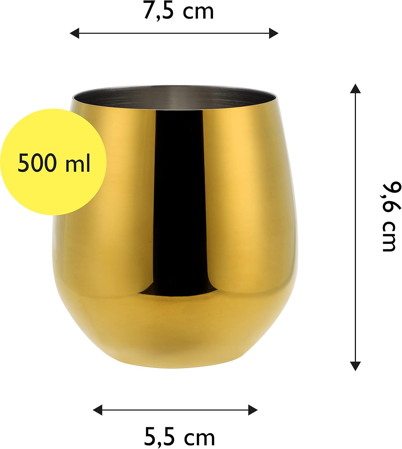 Detalle 2 de ECHTWERK EW-SG-1774G – 6 stalowych kieliszków, złota edycja, 500 ml