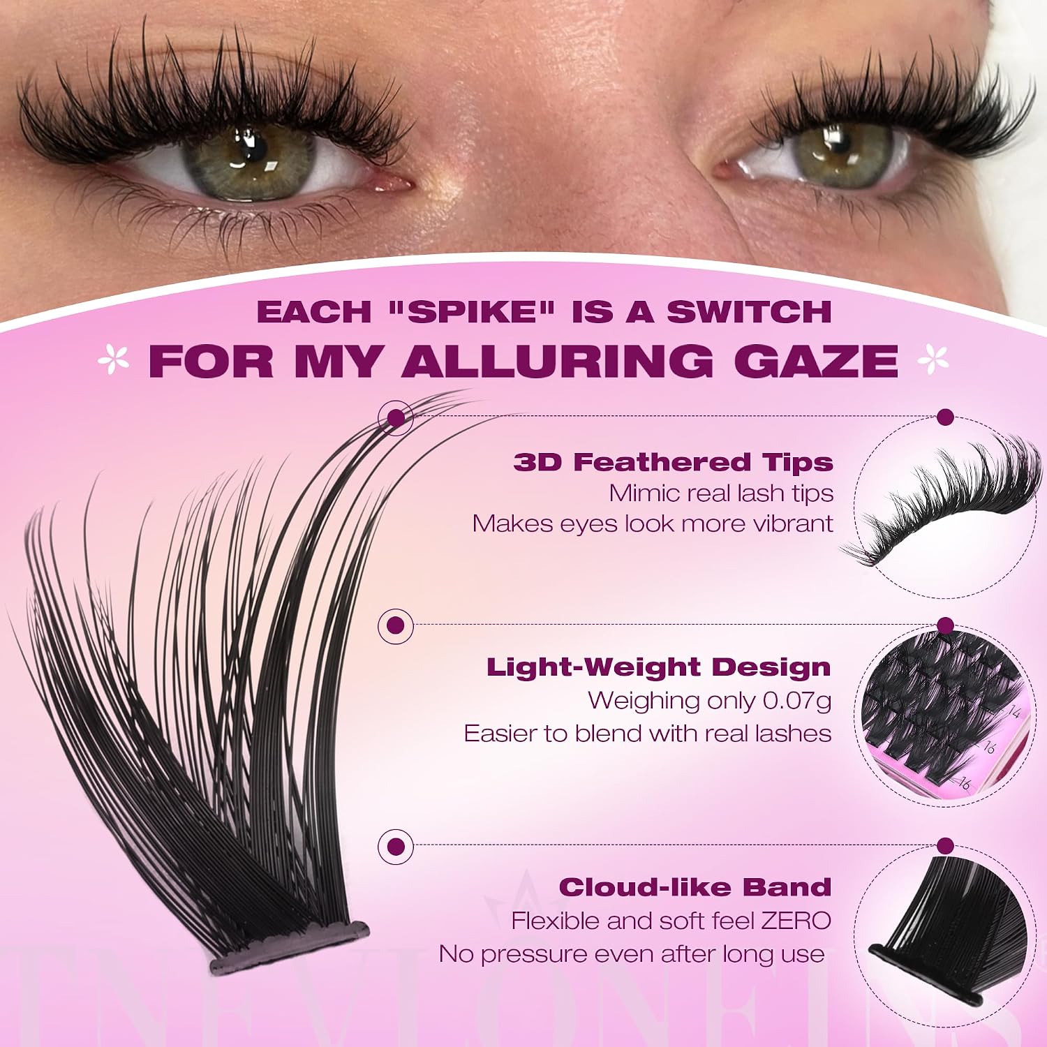 Detalle de TNFVLONEINS Lash Clusters 10-16MM Wispy ๐