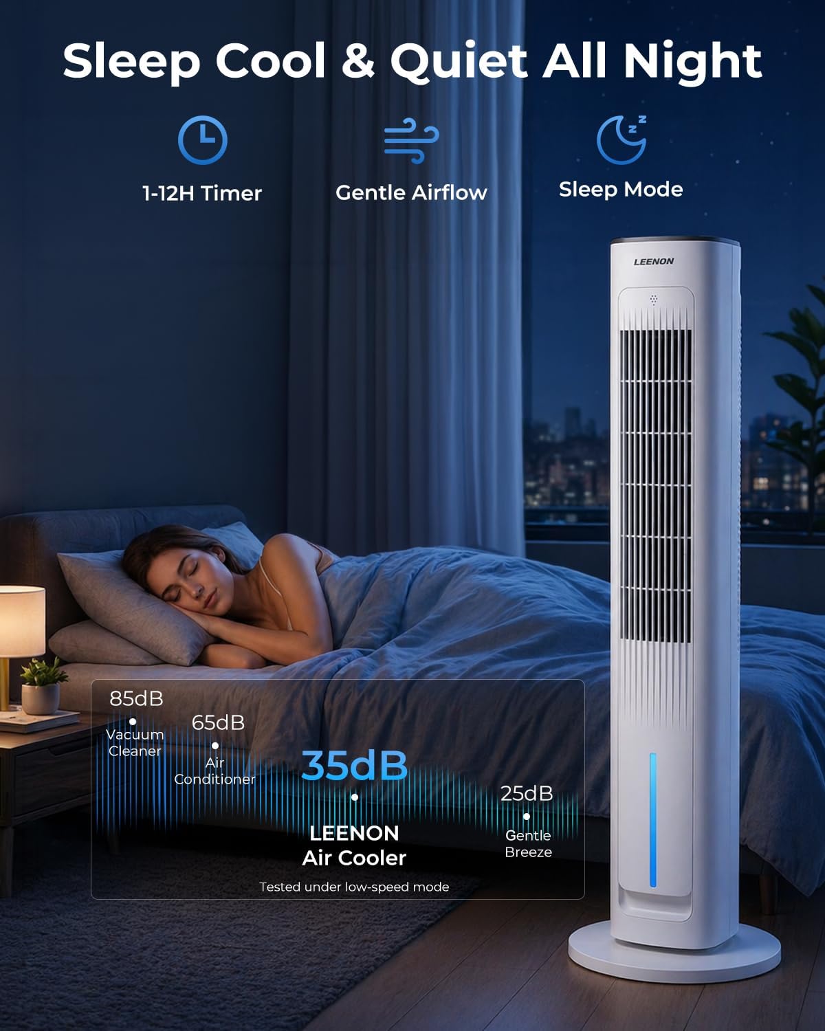 Detalle 2 de LEENON 3in1 Evaporative Air Cooler – 38" Tower Fan with Remote