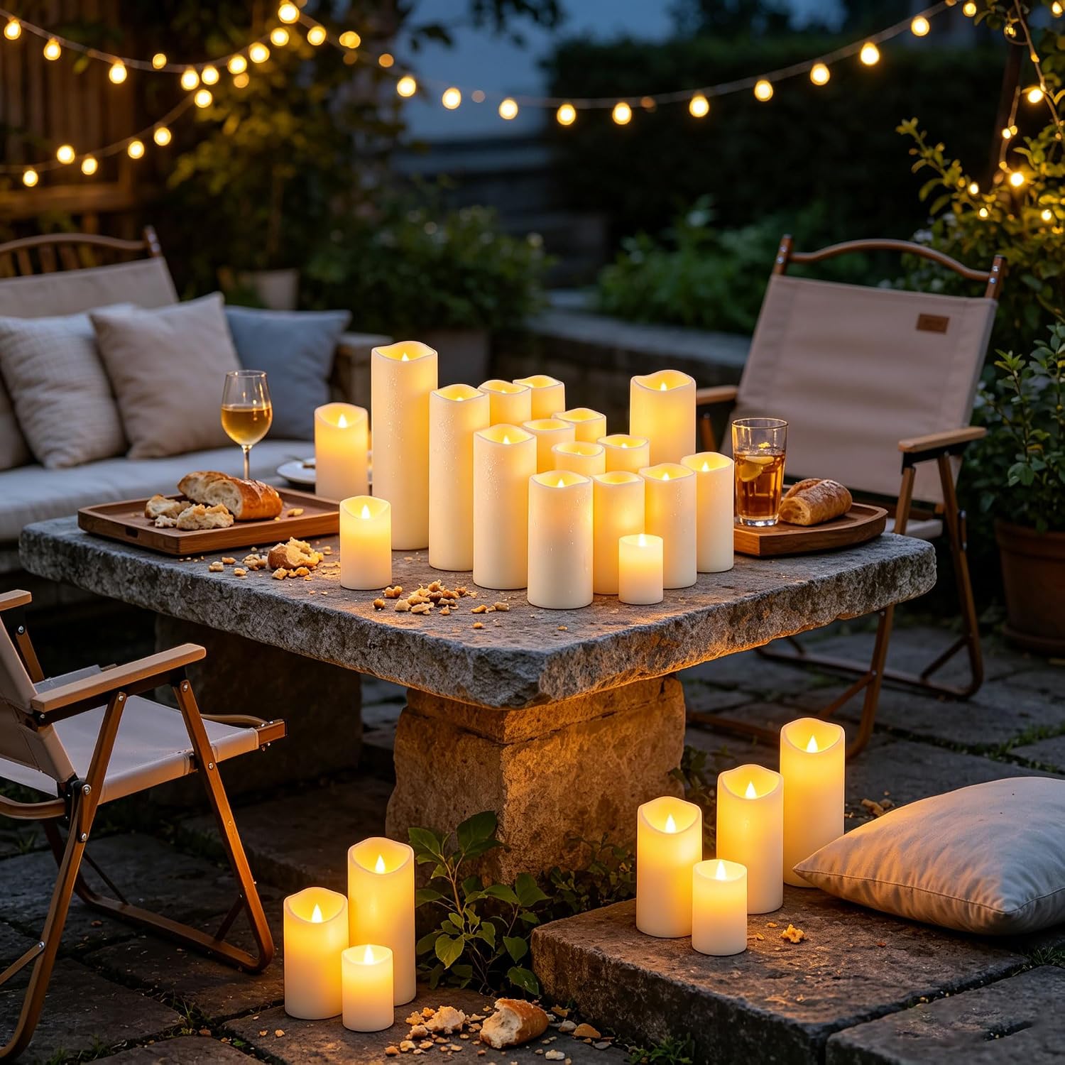 Detalle de Da by 12 Candele LED Avorio Impermeabili con 2 Telecomandi e 4 Misure – Decorazioni Interno/Esterno