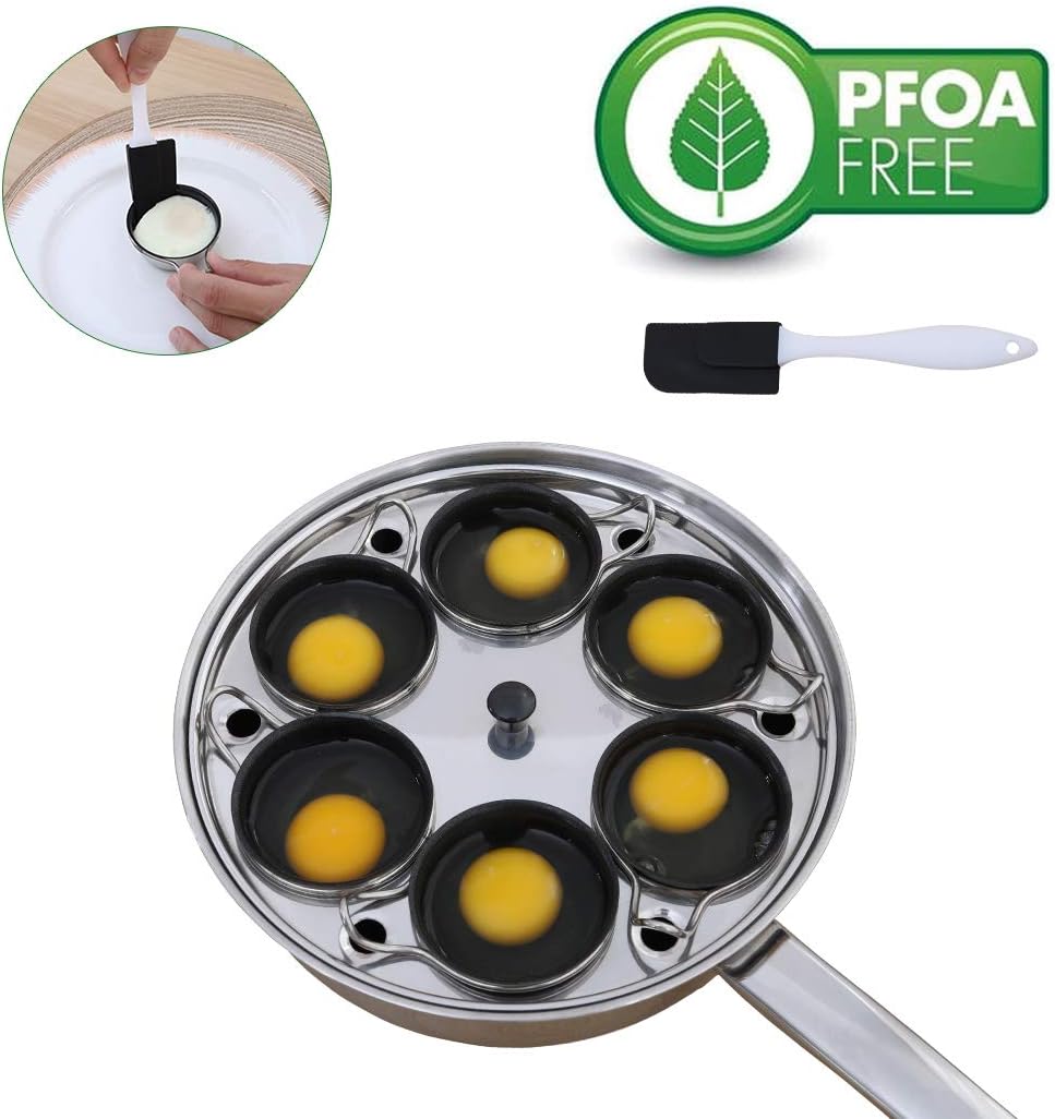 Detalle 2 de RUNZI Stainless Steel Egg Poacher Pan with 6 Nonstick PFOA-Free Cups