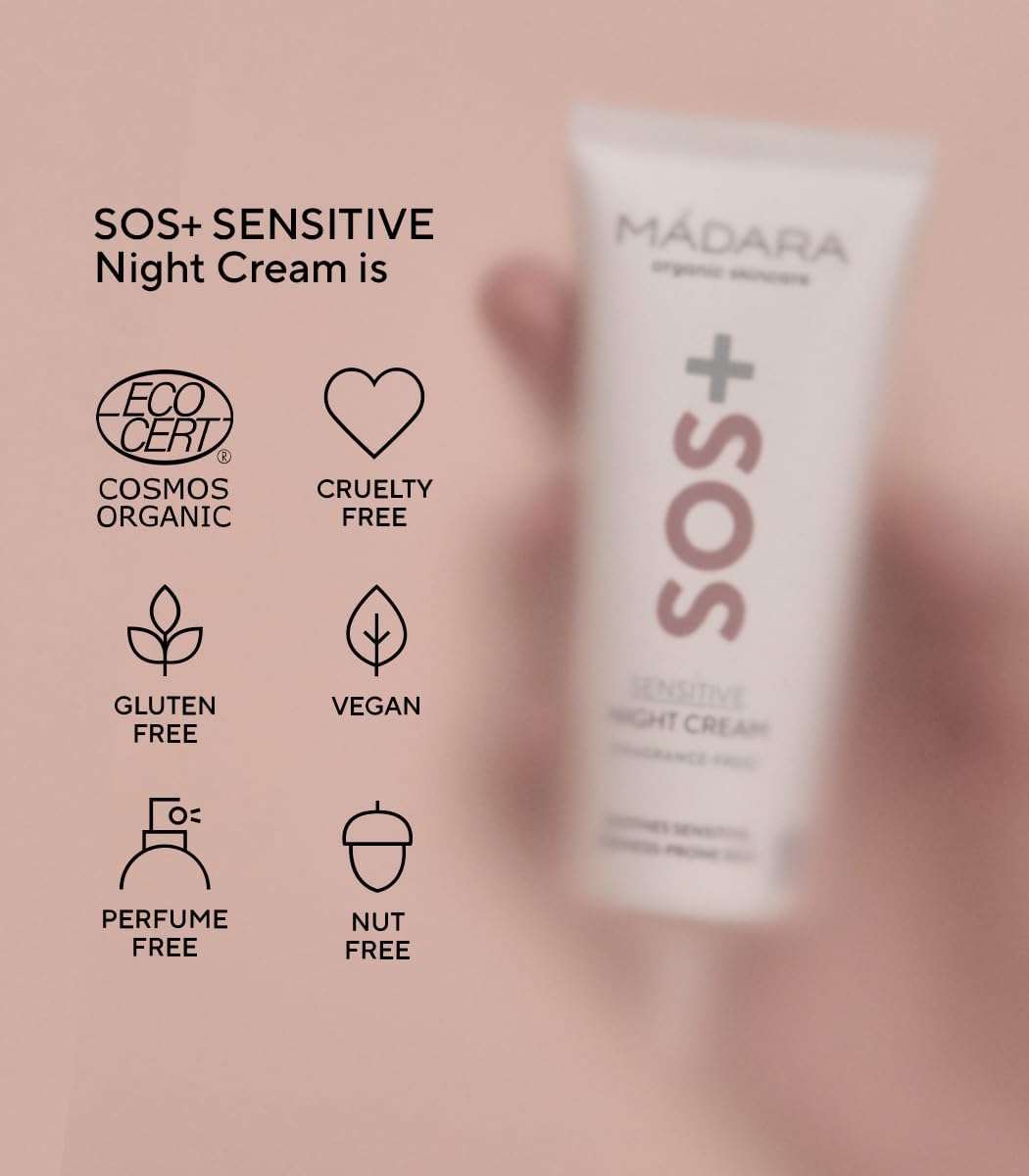 Thumbnail 6 de MÁDARA Organic Skincare Crème de nuit SOS+ SENSITIVE 70 ml — Hydratation apaisante pour peaux sensibles sujettes aux rougeurs