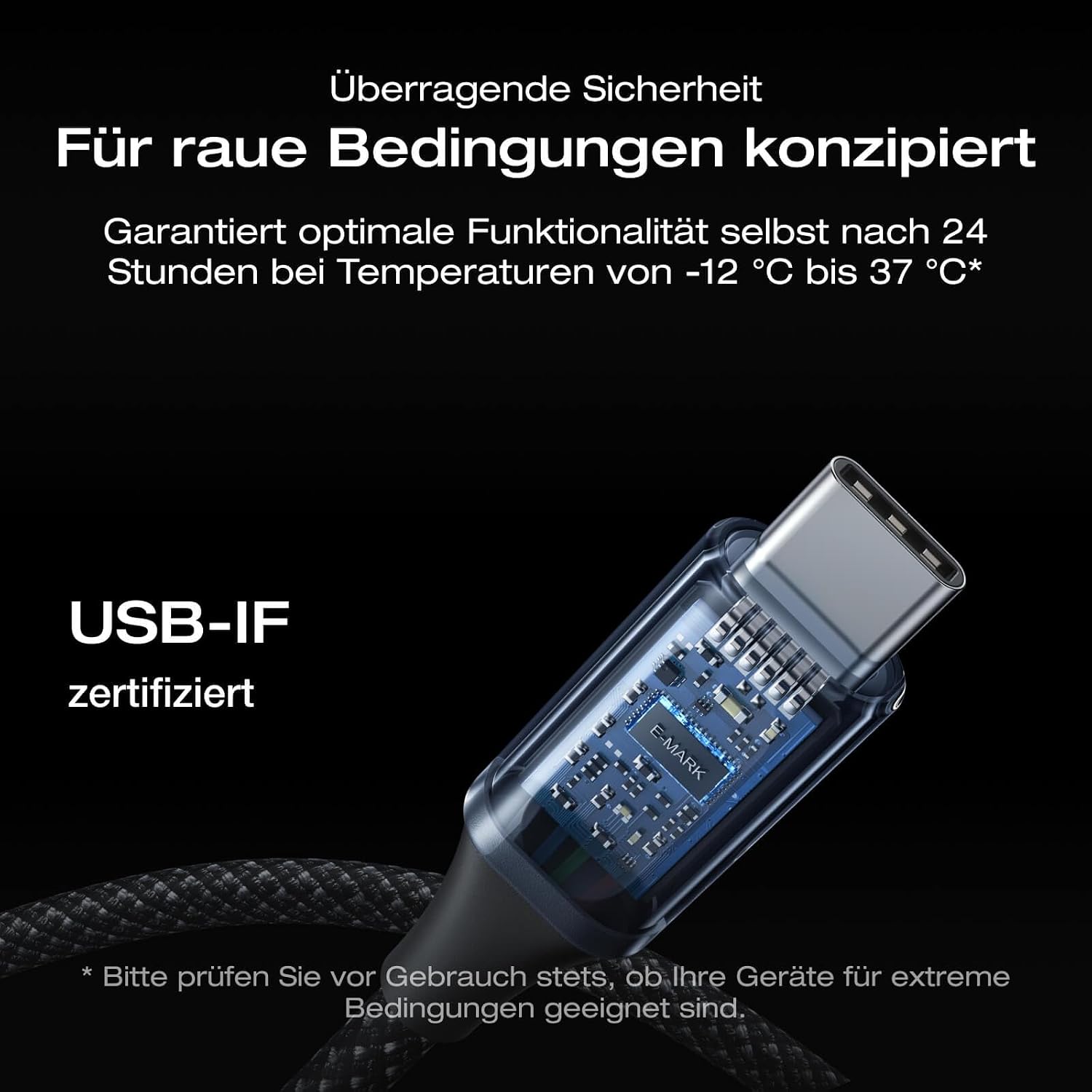 Detalle 2 de EcoFlow RAPID Pro USB-C-auf-USB-C Kabel 240W – Nylon, 1,8 m, robustes 240W-Ladekabel