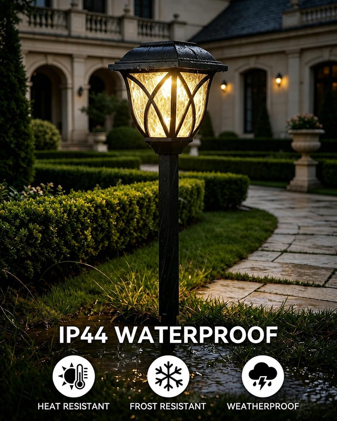 Detalle de tuare 4 Pcs Waterproof LED Solar Outdoor Lights: Auto On/Off Pathway Lamps for Garden and Patio