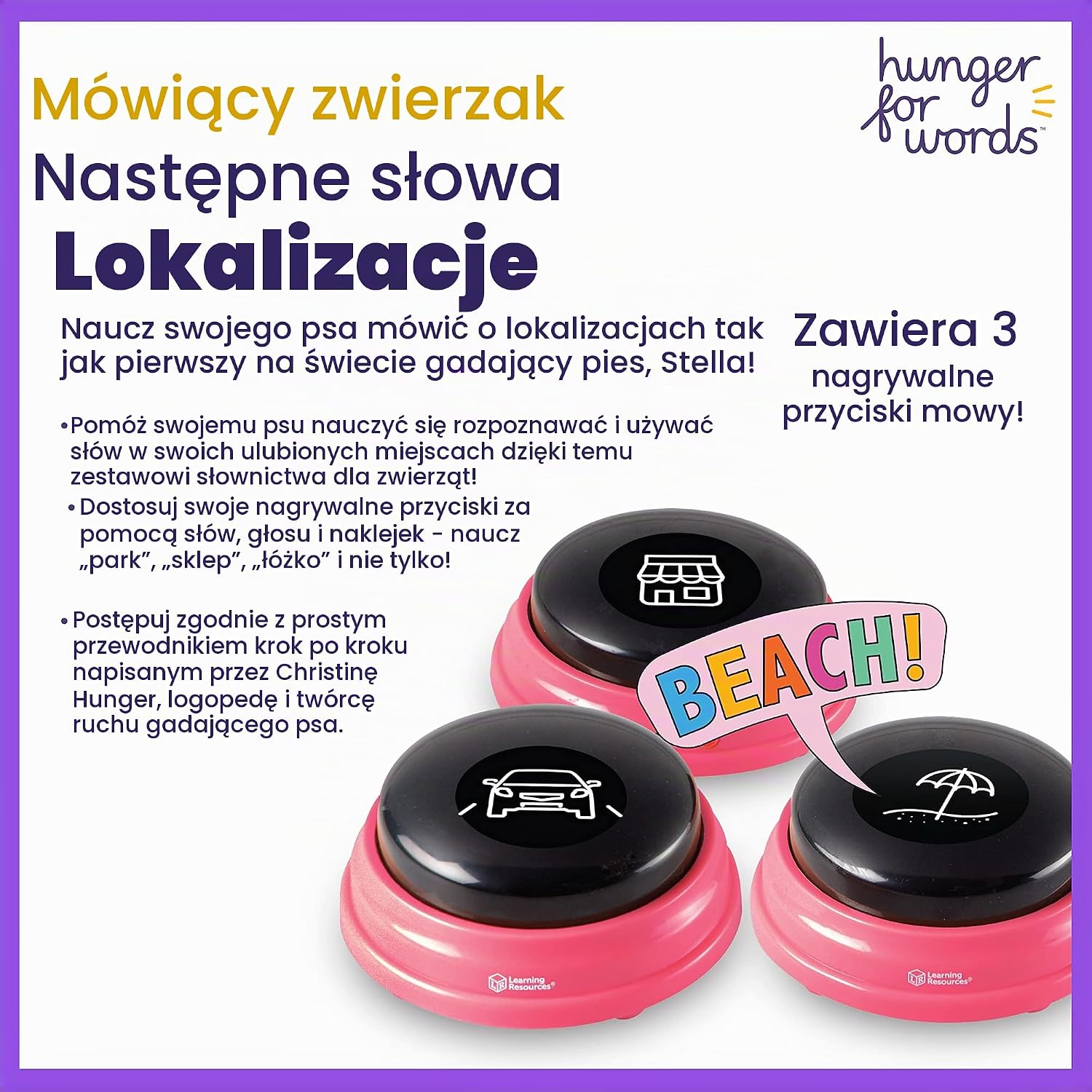 Detalle de Hunger for Words Talking Pet Next Words Locations – zestaw 3 nagrywalnych przycisków dla psa