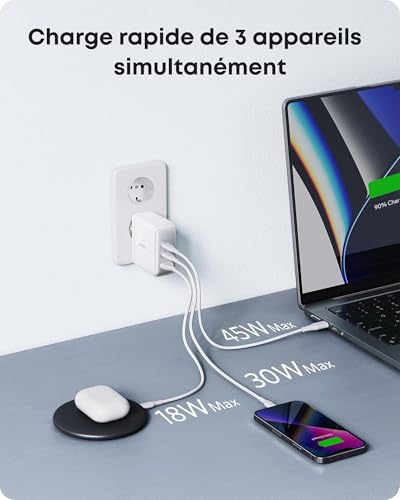 Detalle de Anker 736 Nano II 100W — Chargeur USB-C 3 ports (GaN II)