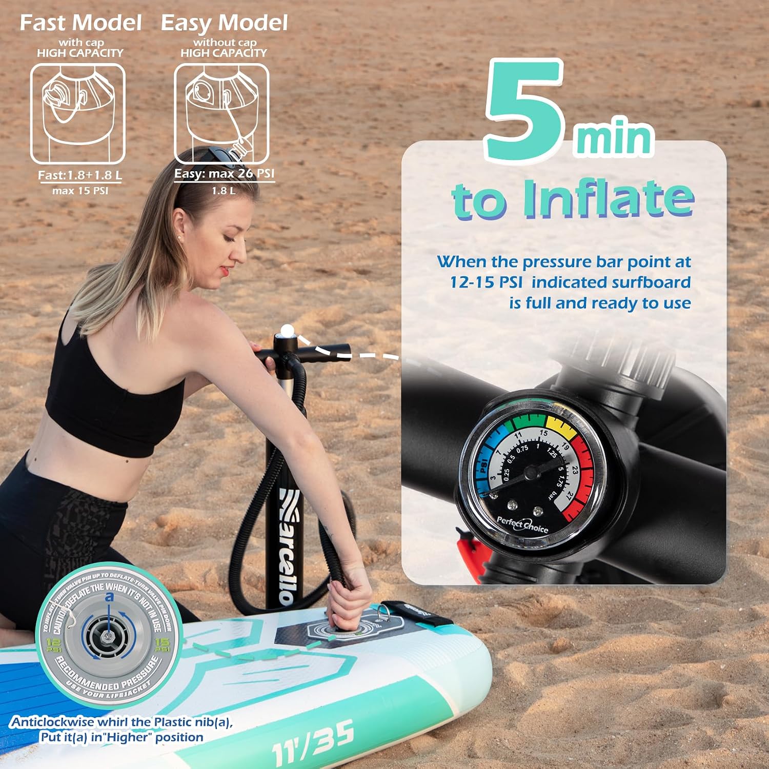 Detalle de Baudelio Inflatable Paddle Board (11’ x 34” x 6”) with Accessories