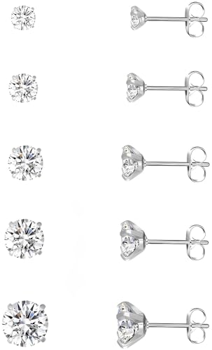 Thumbnail 7 de FriBasics Small Silver Stud Earrings for Women – CZ Set for Ear Stacking and Piercings
