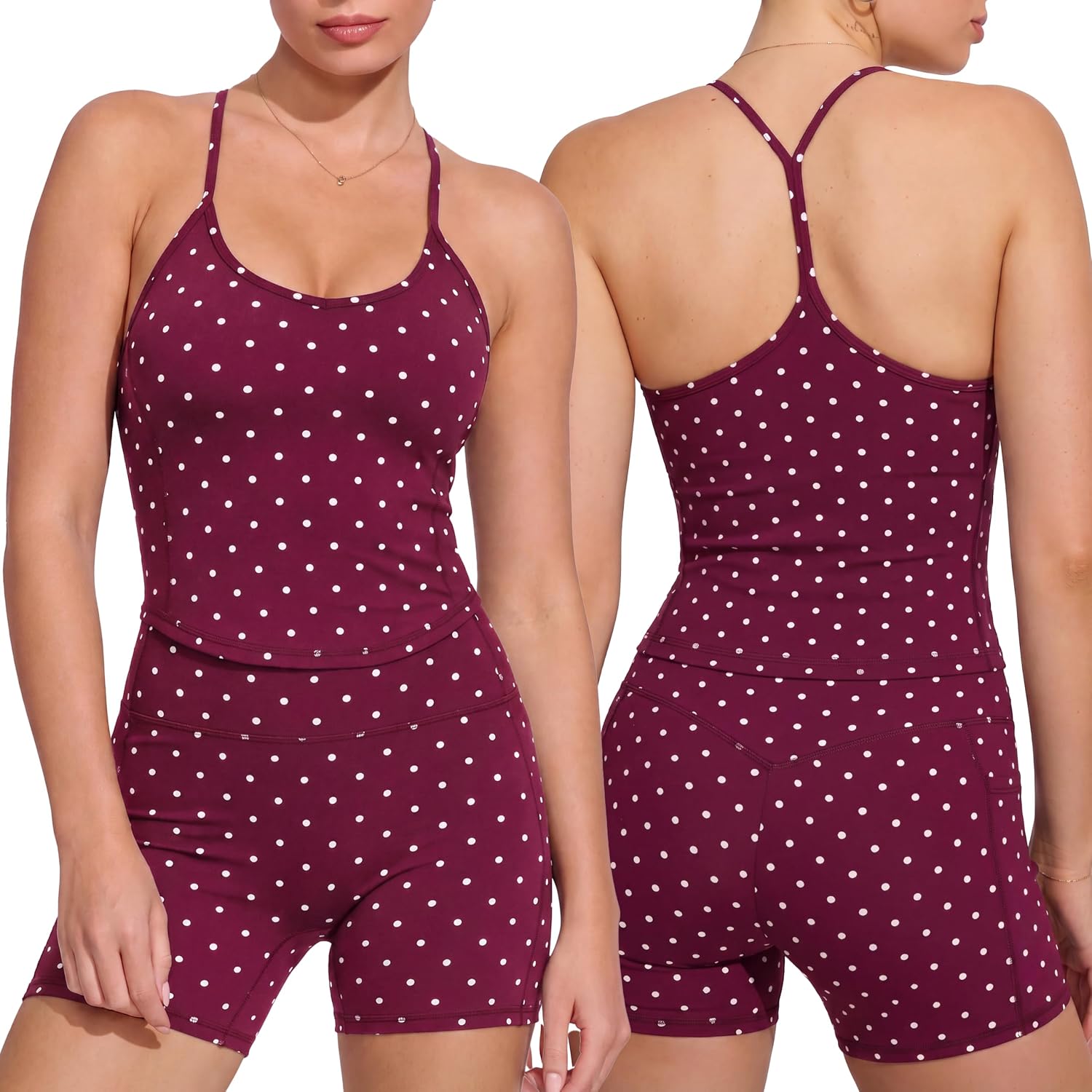 Detalle de SUUKSESS Women's Workout Set with Padded Sports Bra and High-Waisted Shorts