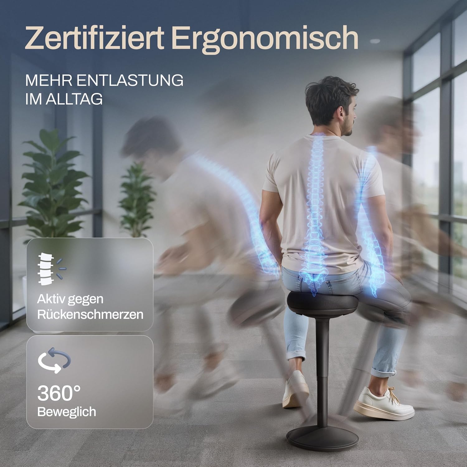Thumbnail 3 de Wohnperle Bürohocker ergonomisch 2in1 höhenverstellbar