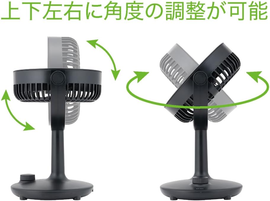 Detalle 2 de ナカバヤシ Z0755 USB卓上扇風機 ブラック ダイヤル式風量調整・角度調整対応