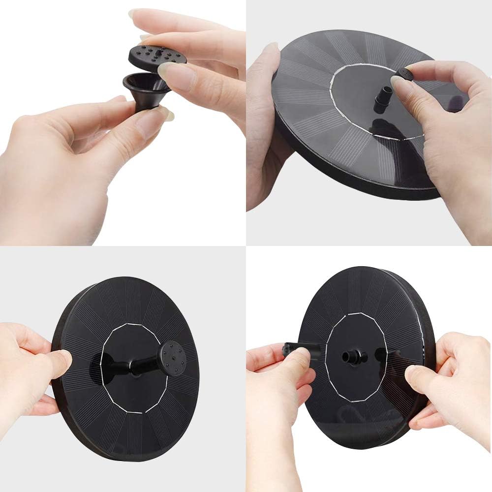 Thumbnail 3 de Solar Springbrunnen Teichpumpe mit 1,4 W Solarpanel und 6 Fontänenstilen