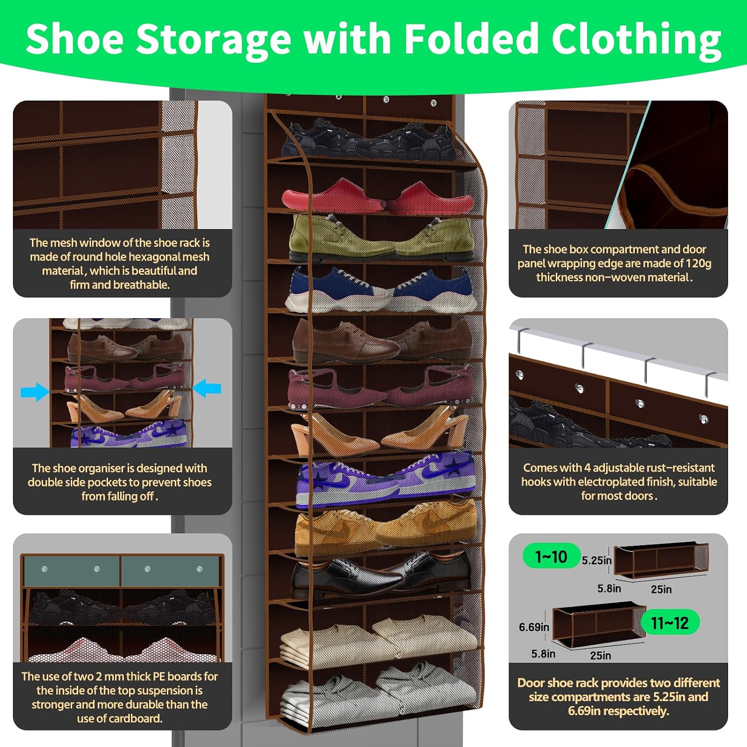 Detalle 2 de PAULONE Over-the-Door Shoe Organizer, 12-Pocket